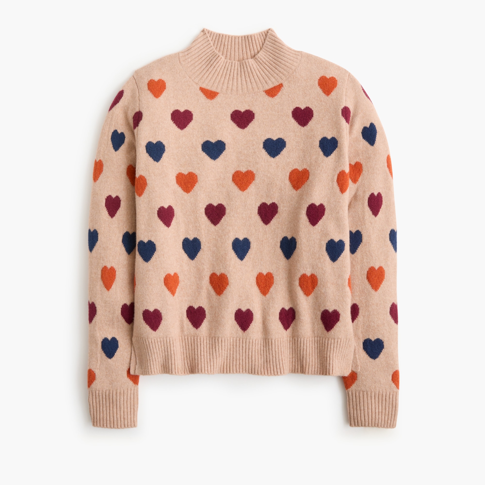 Mockneck heart sweater in cotton-soft blend
