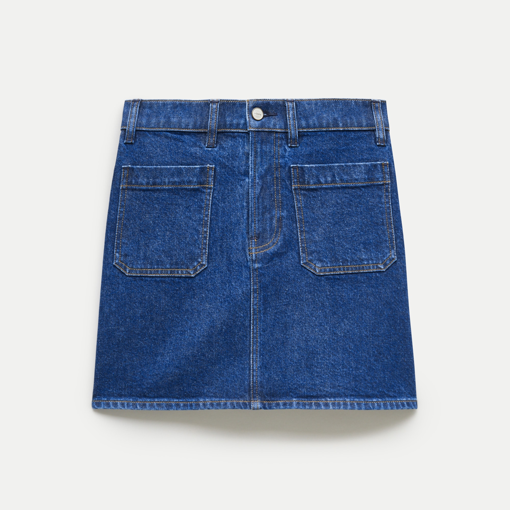 Denim mini skirt with patch pockets