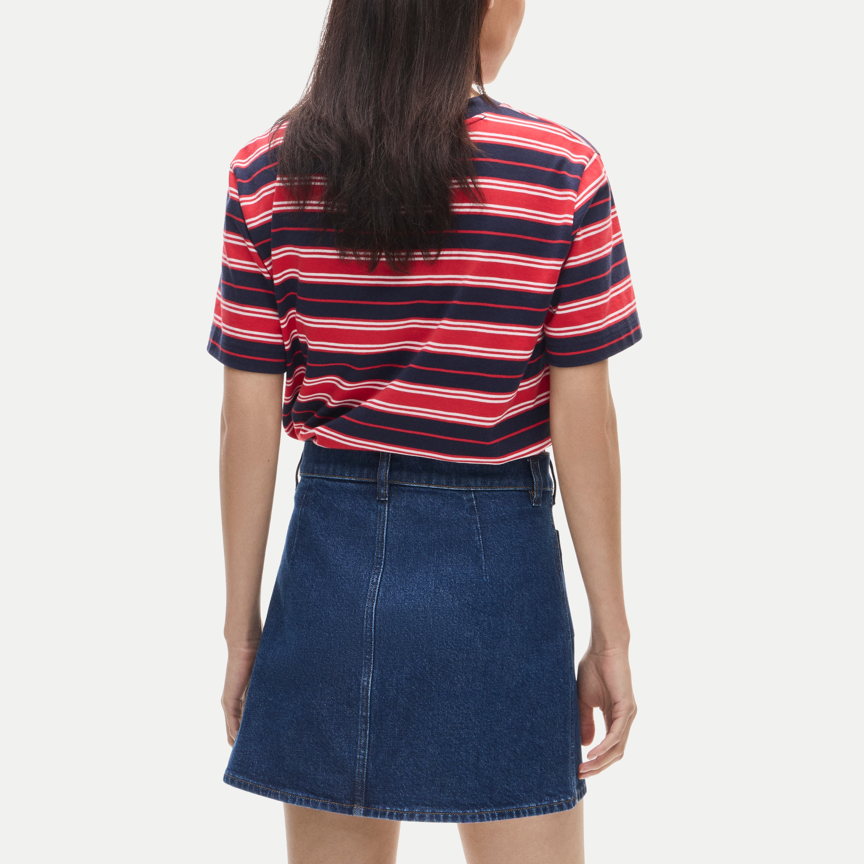 Denim mini skirt with patch pockets