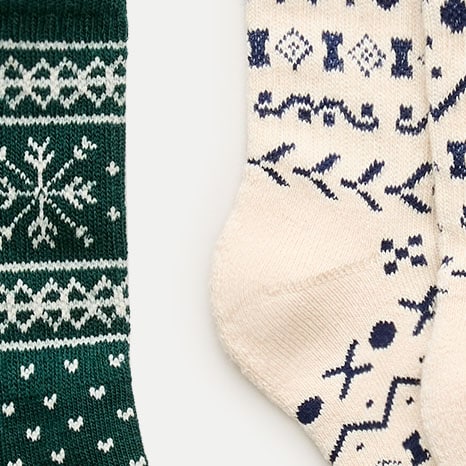 Kids' winter trouser socks two-pack NATURAL GREEN MULTI