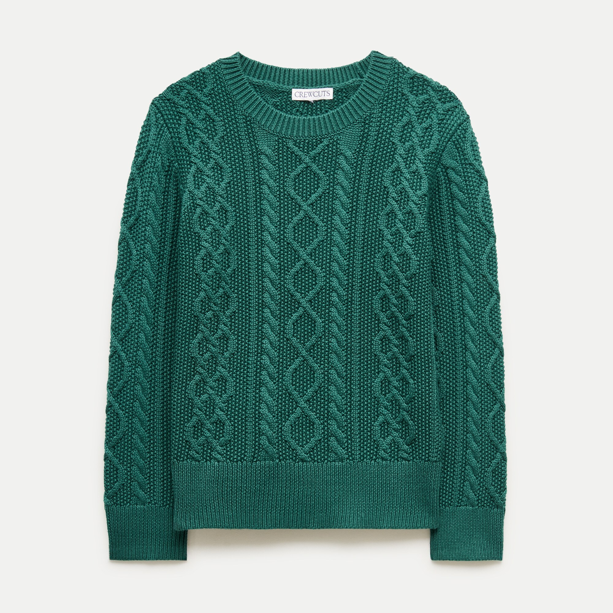 Kids' cable-knit crewneck sweater in cotton