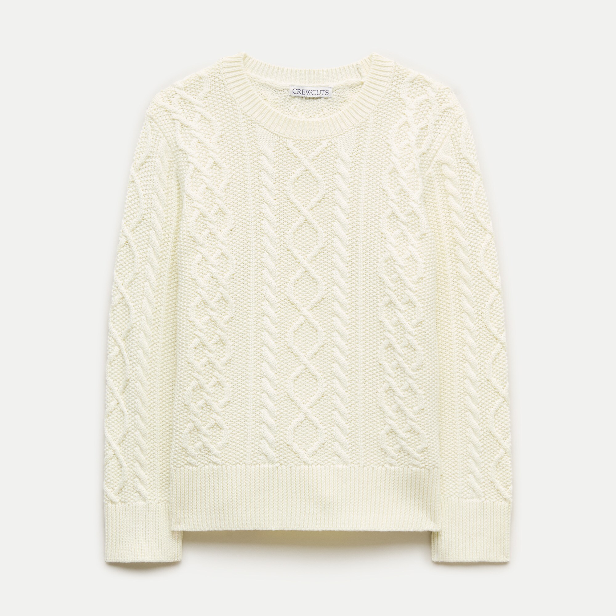 Kids' cable-knit crewneck sweater in cotton