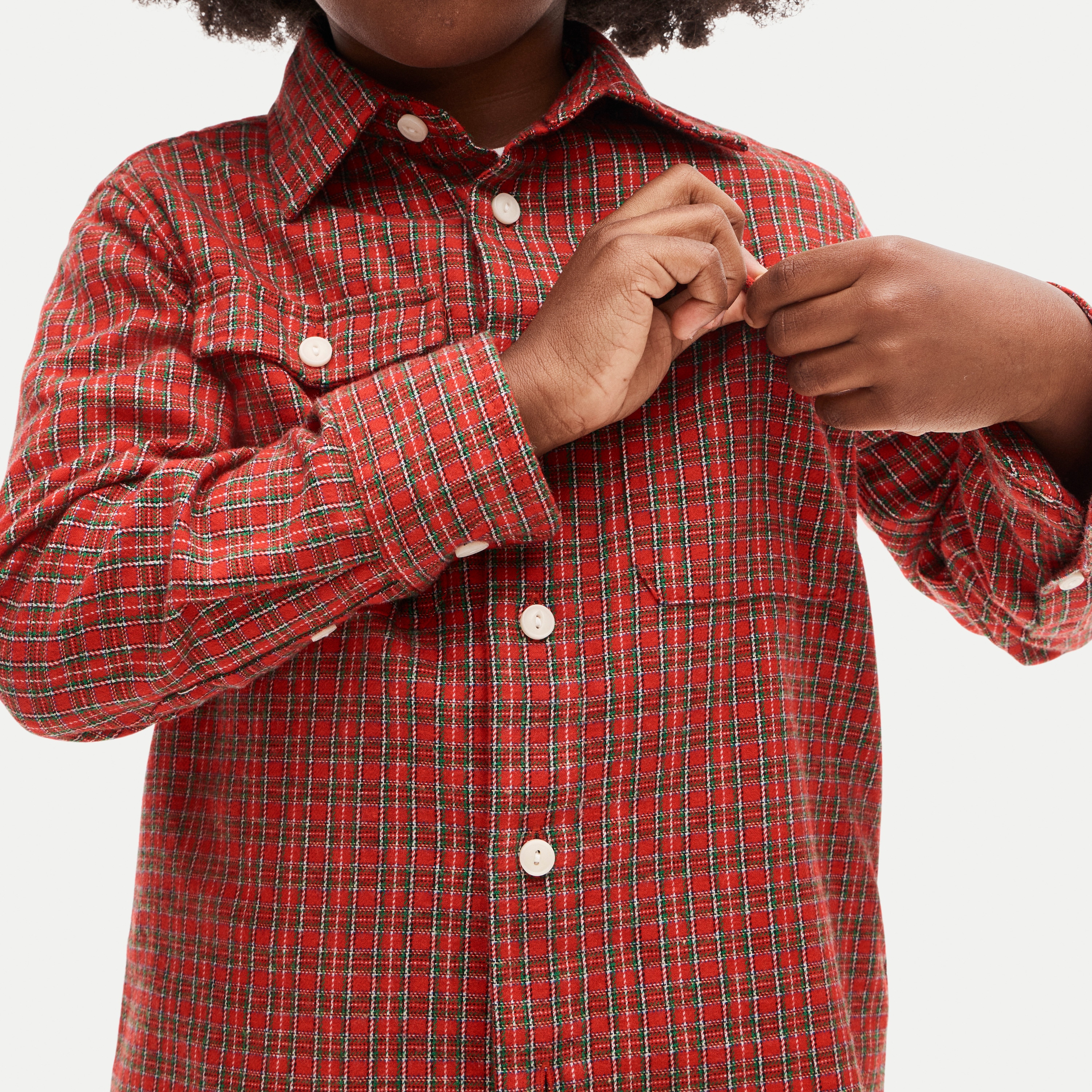 Kids' flannel button-up shirt in plaid