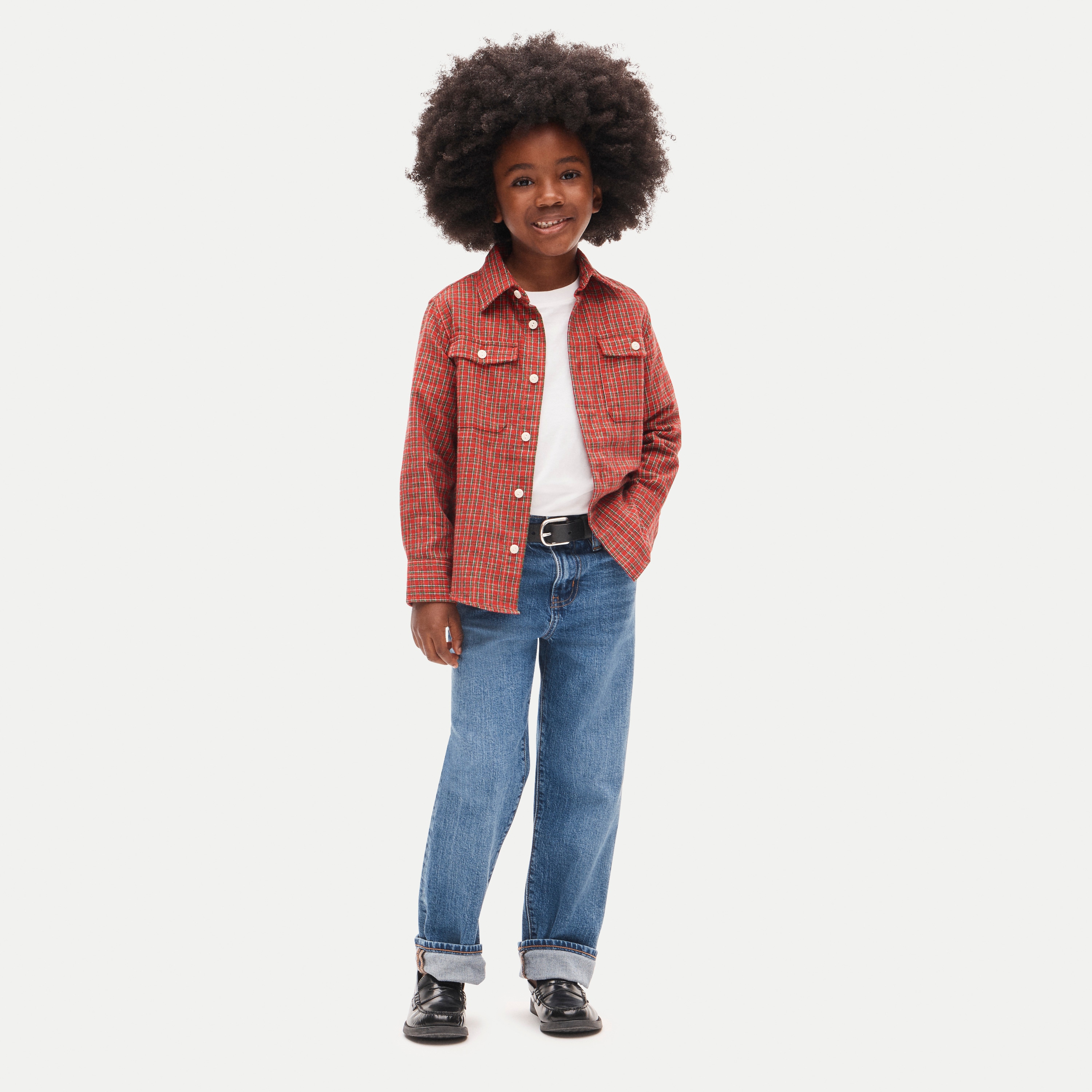 Kids' flannel button-up shirt in plaid
