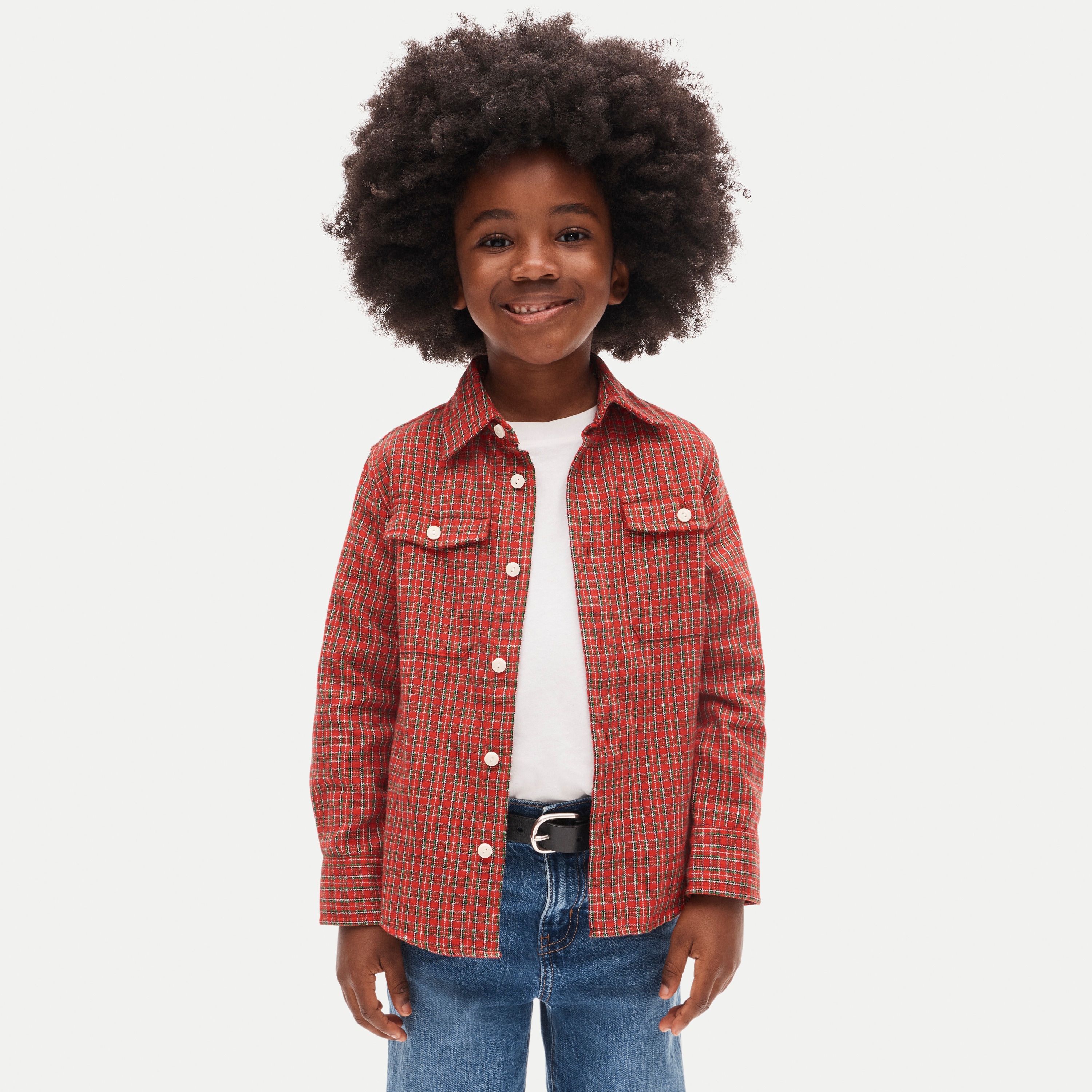 Kids' flannel button-up shirt in plaid