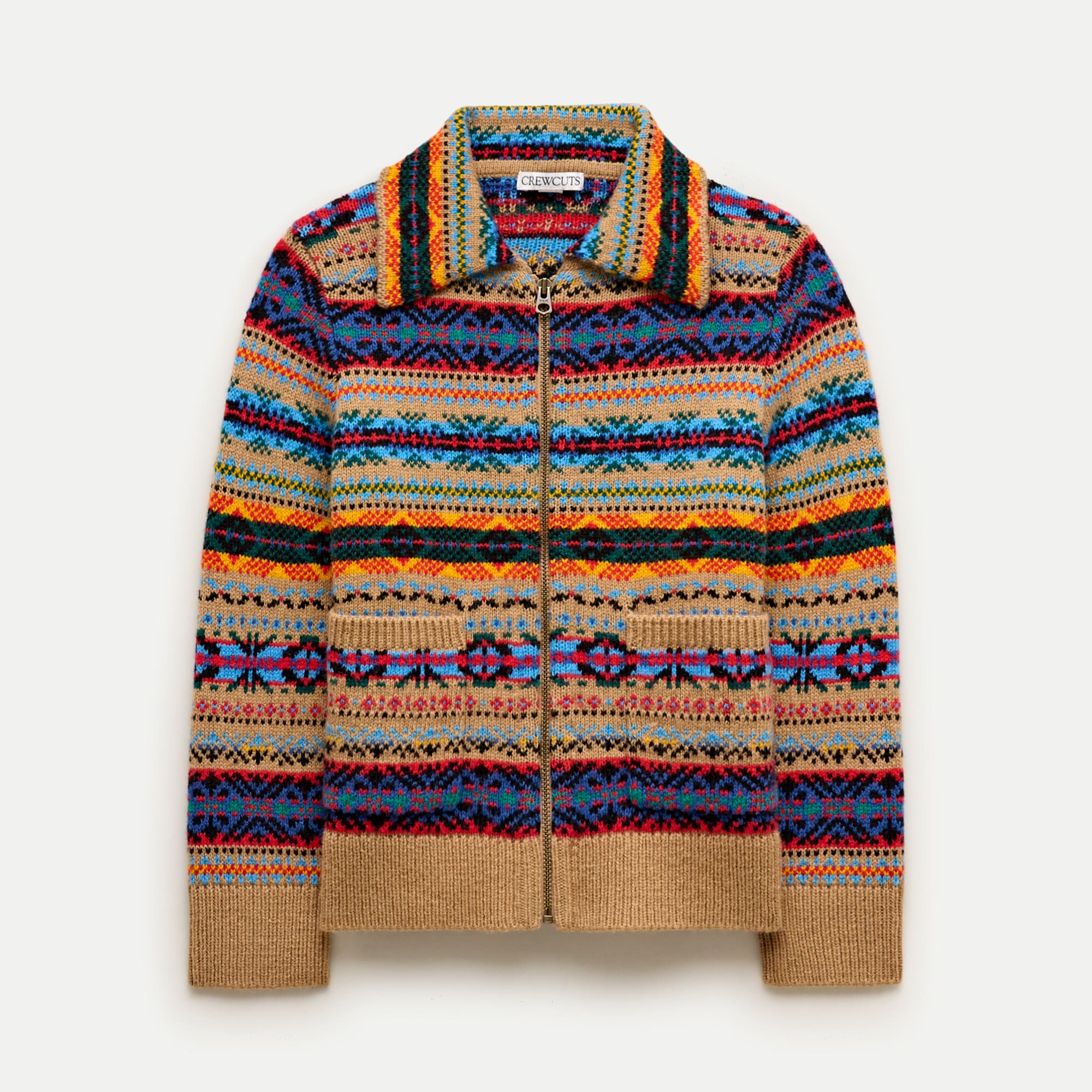 Kids' Fair Isle zip-up sweater in wool blend