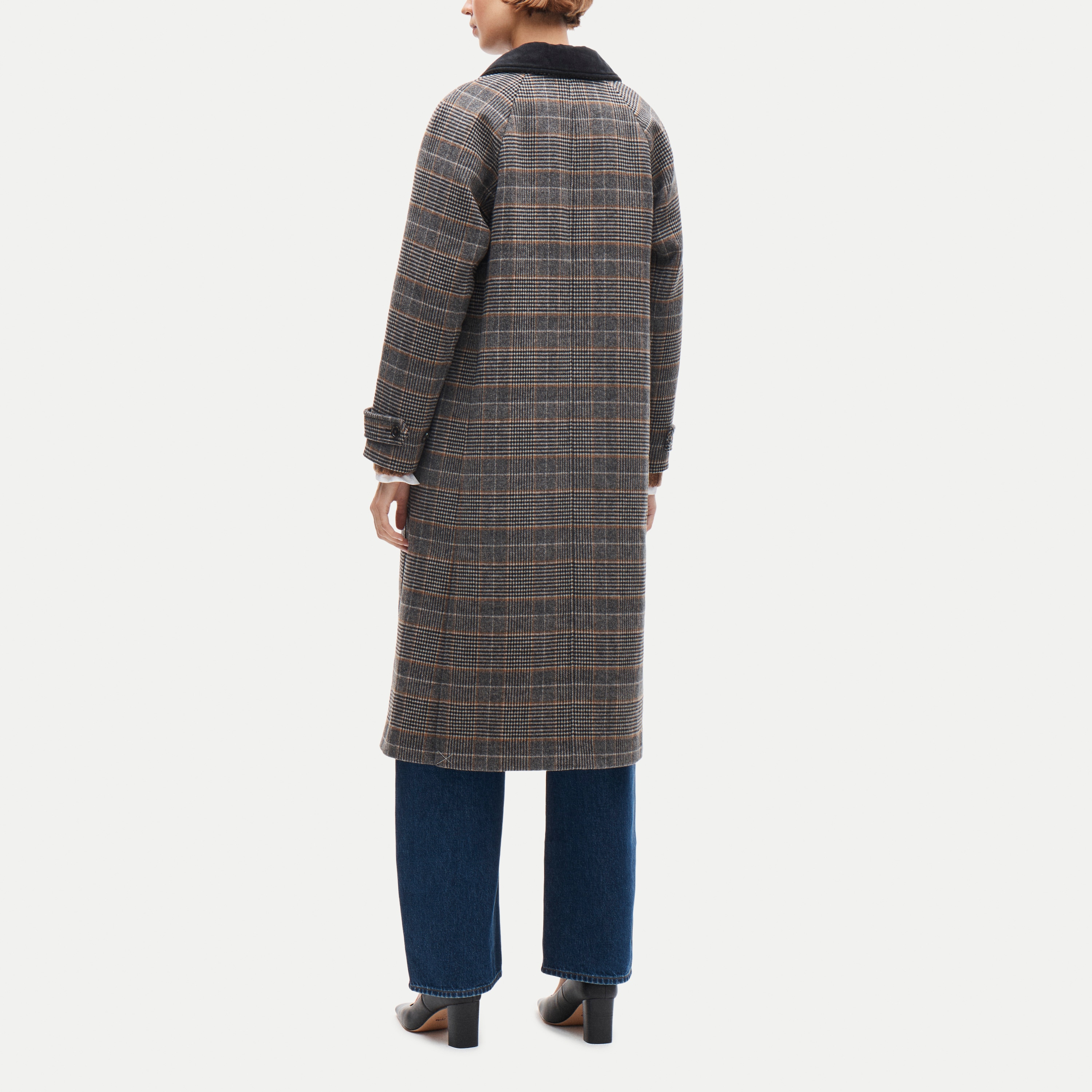 Women's long Barn Jacket™ in plaid wool blend