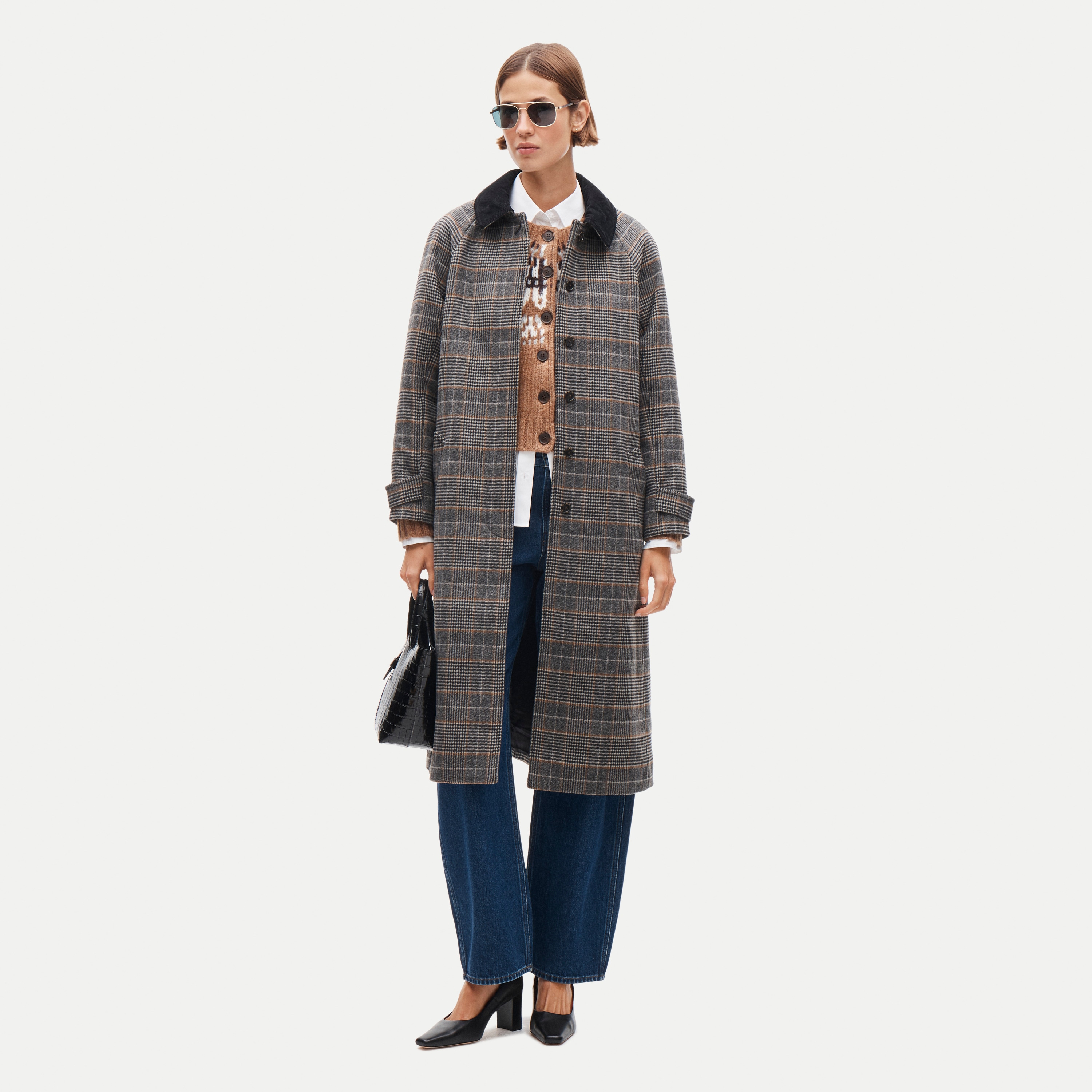 【90’s J.CREW】Wool Plaid Long Jacket Women's Long Barn Jacket™ In Plaid Wool Blend For Women | J.Crew