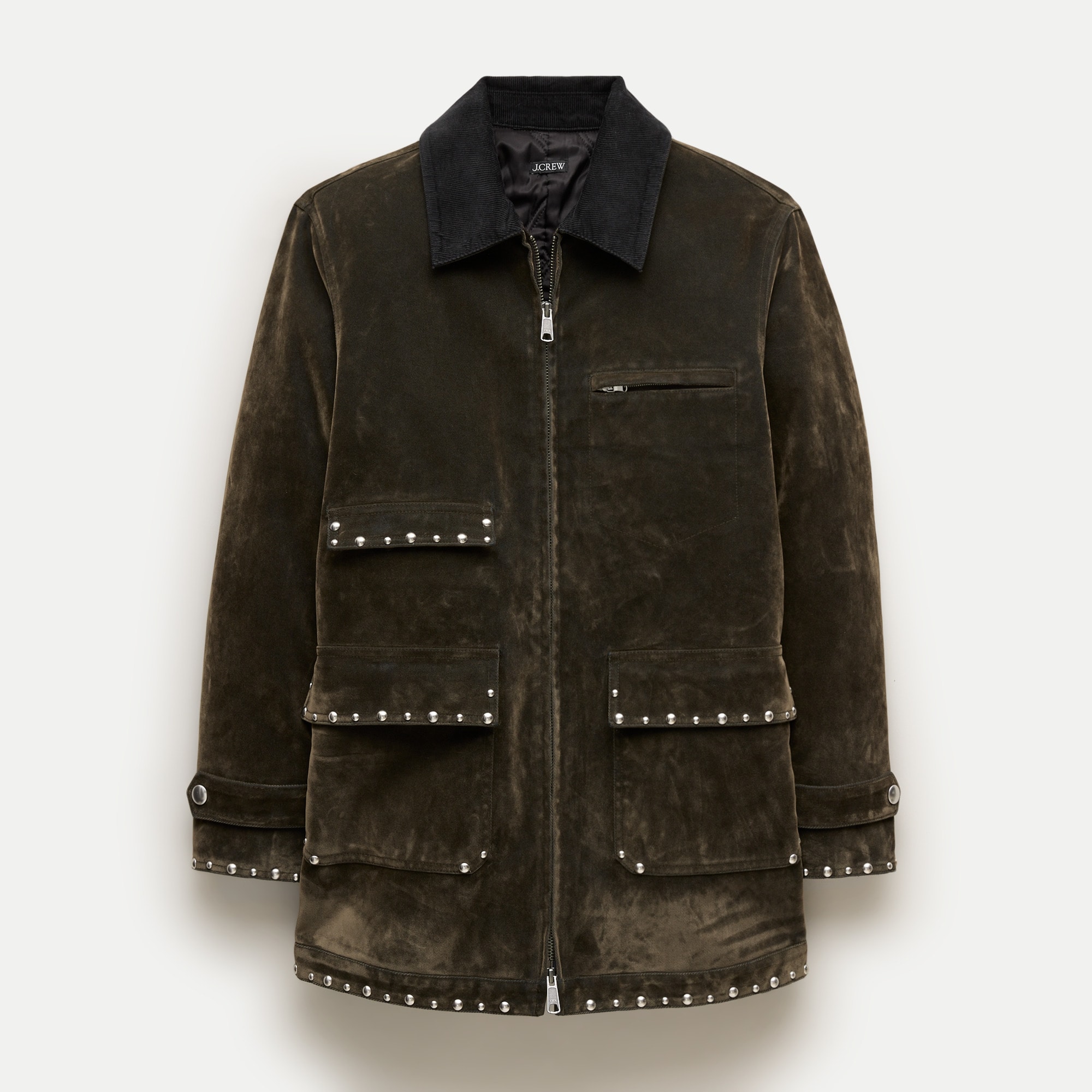 Women's studded Barn Jacket™ in flocked cotton twill