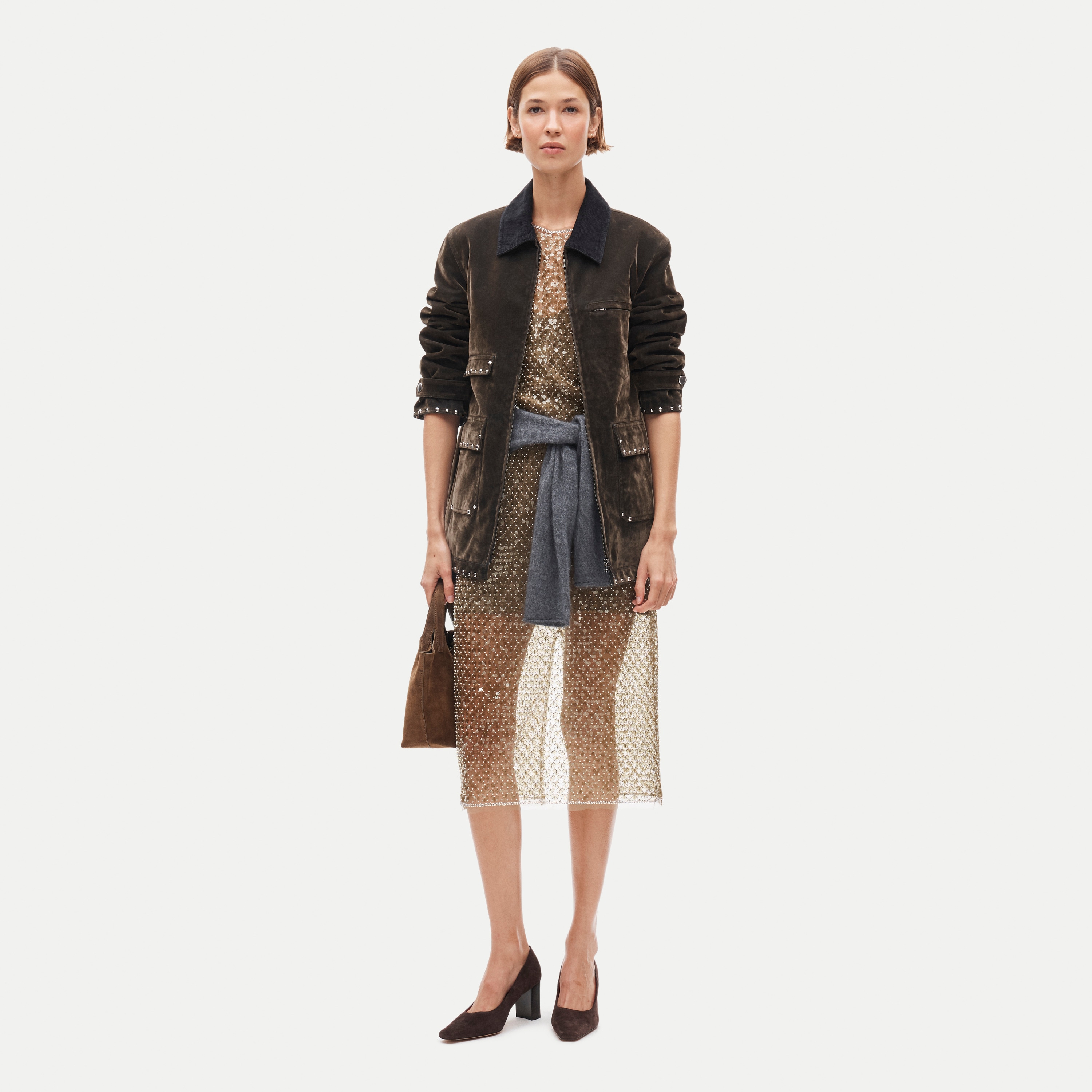 Women's studded Barn Jacket™ in flocked cotton twill