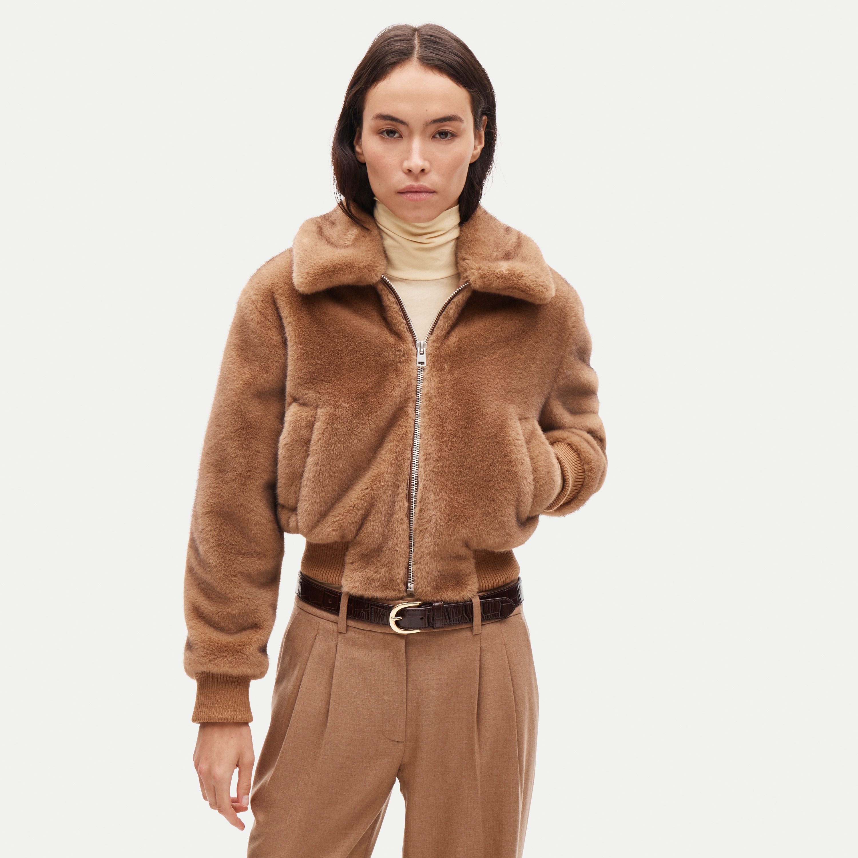 Bomber jacket in faux fur