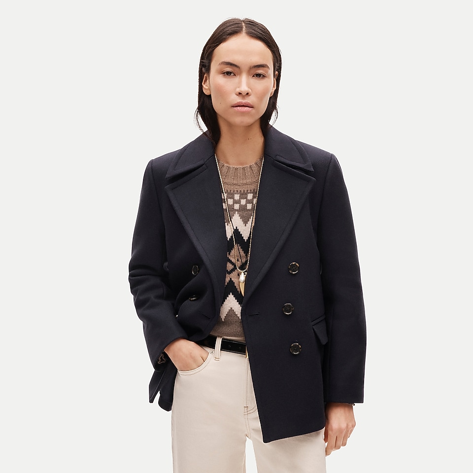 Double-breasted peacoat in wool-blend melton by J.Crew