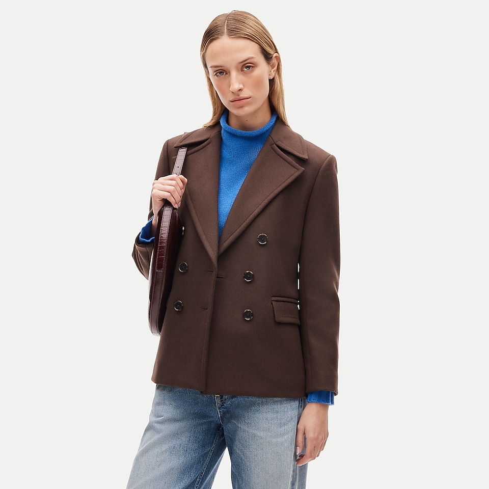 Double-breasted peacoat in wool-blend melton by J.Crew