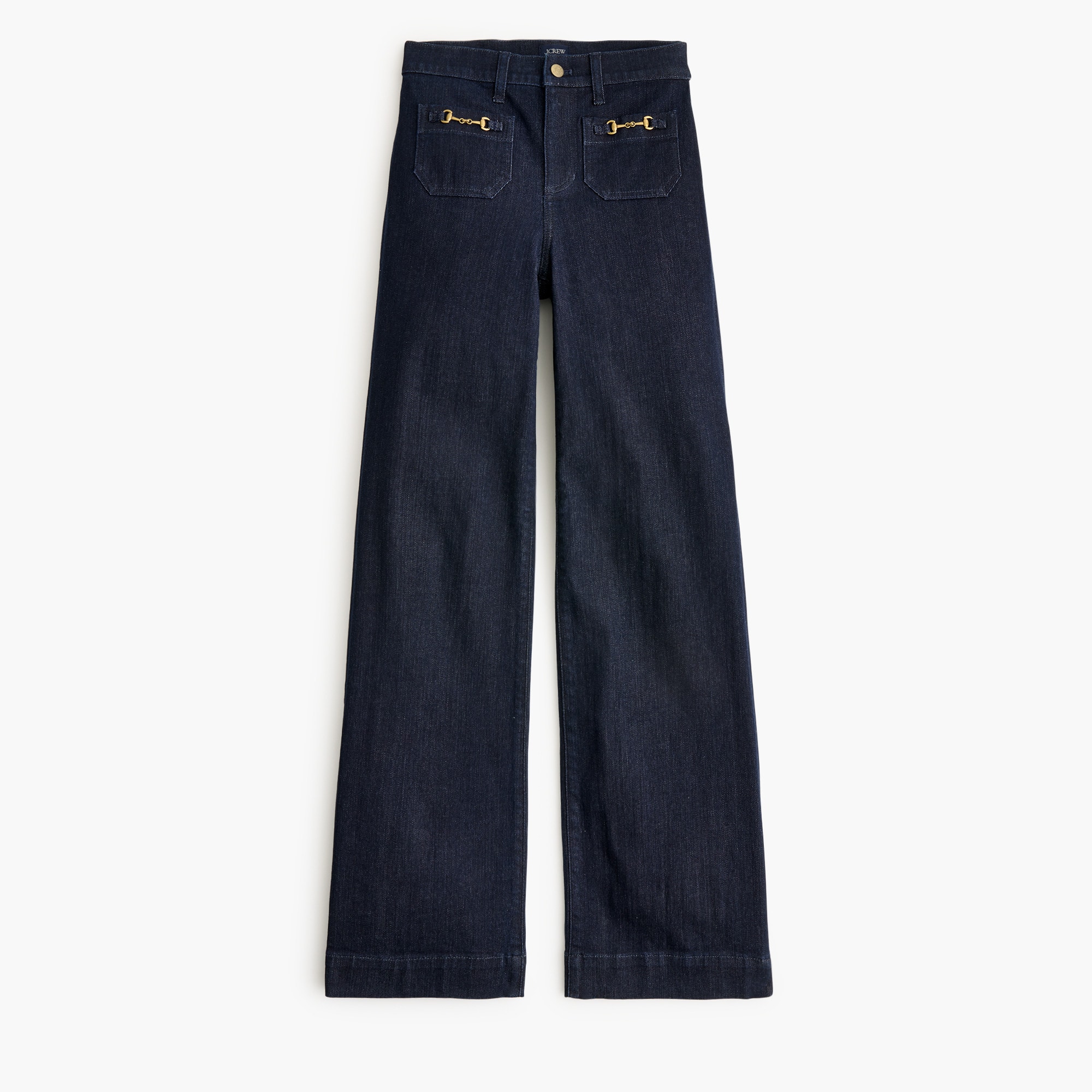 Lizzie wide-leg jean with horse-bit patch pockets