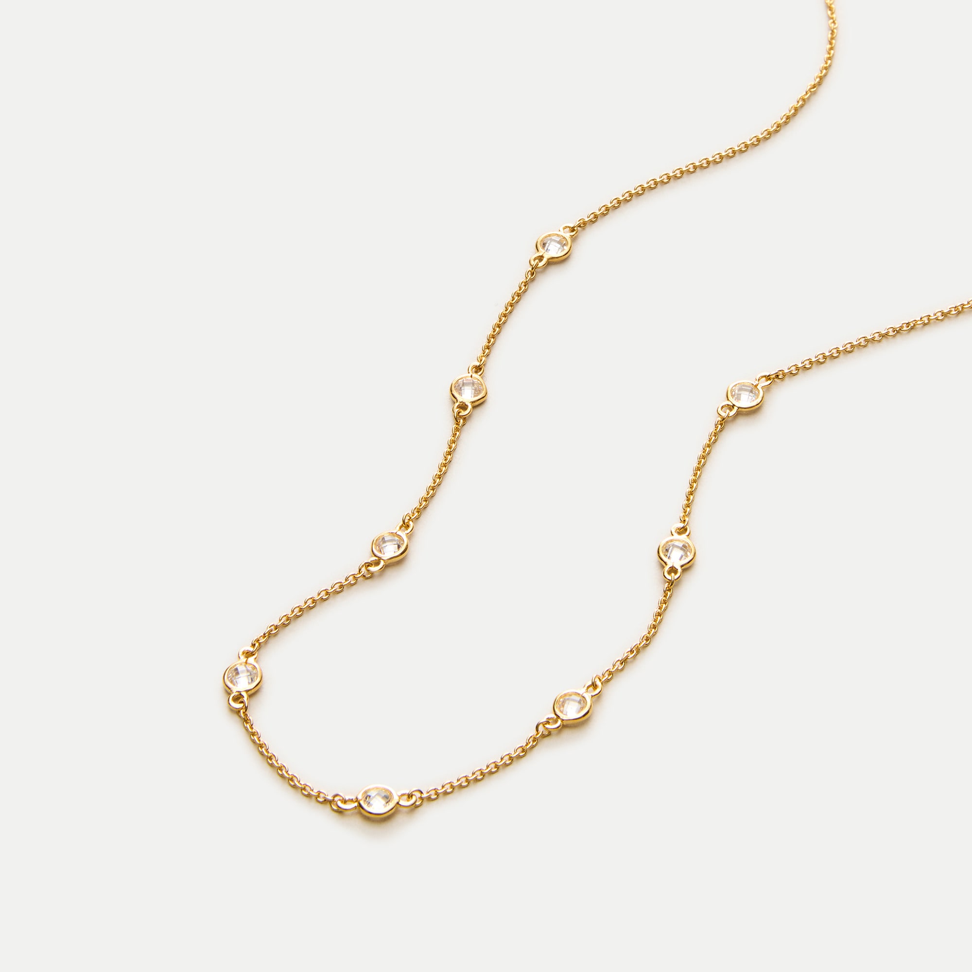 18k gold vermeil cubic zirconia station necklace
