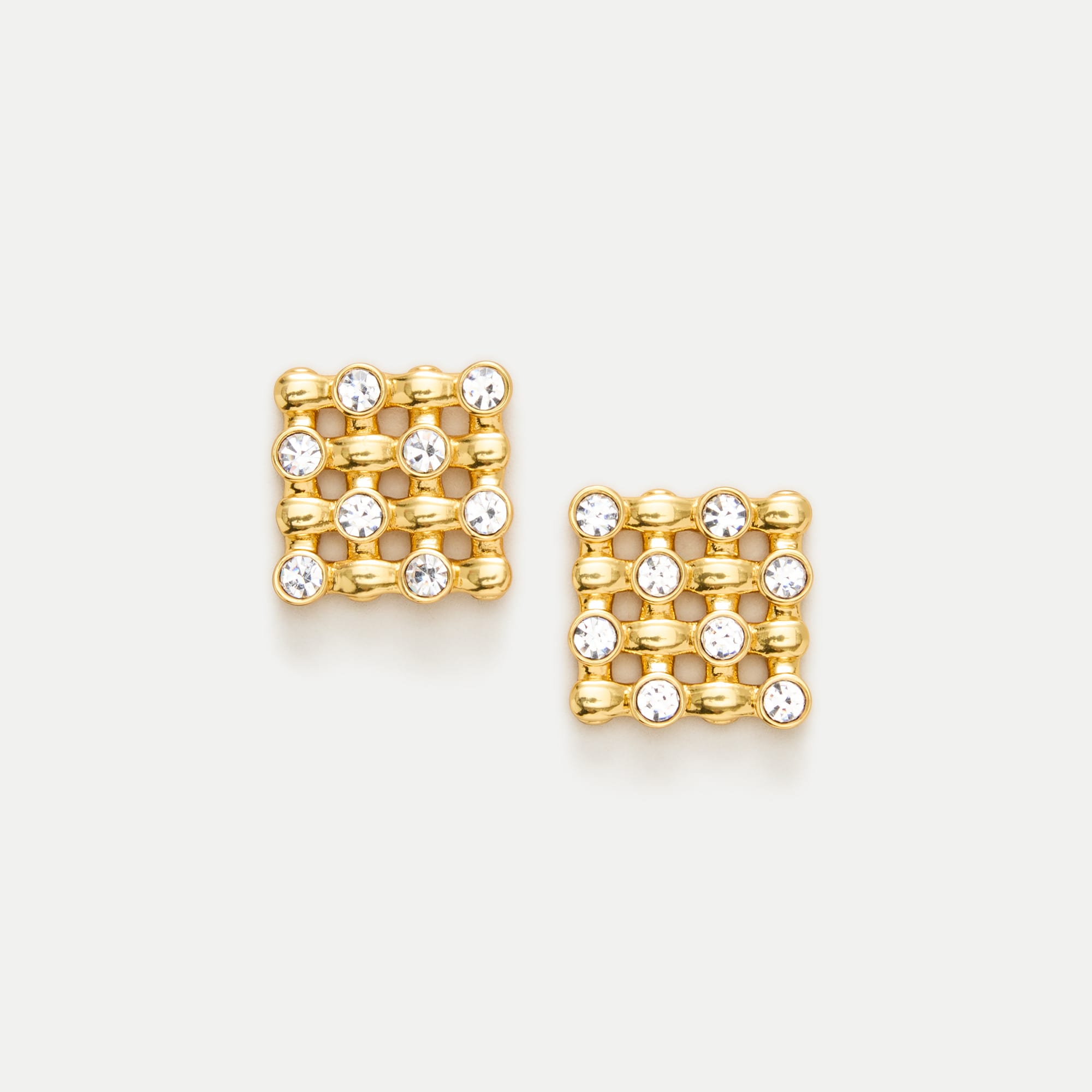Grid crystal stud earrings