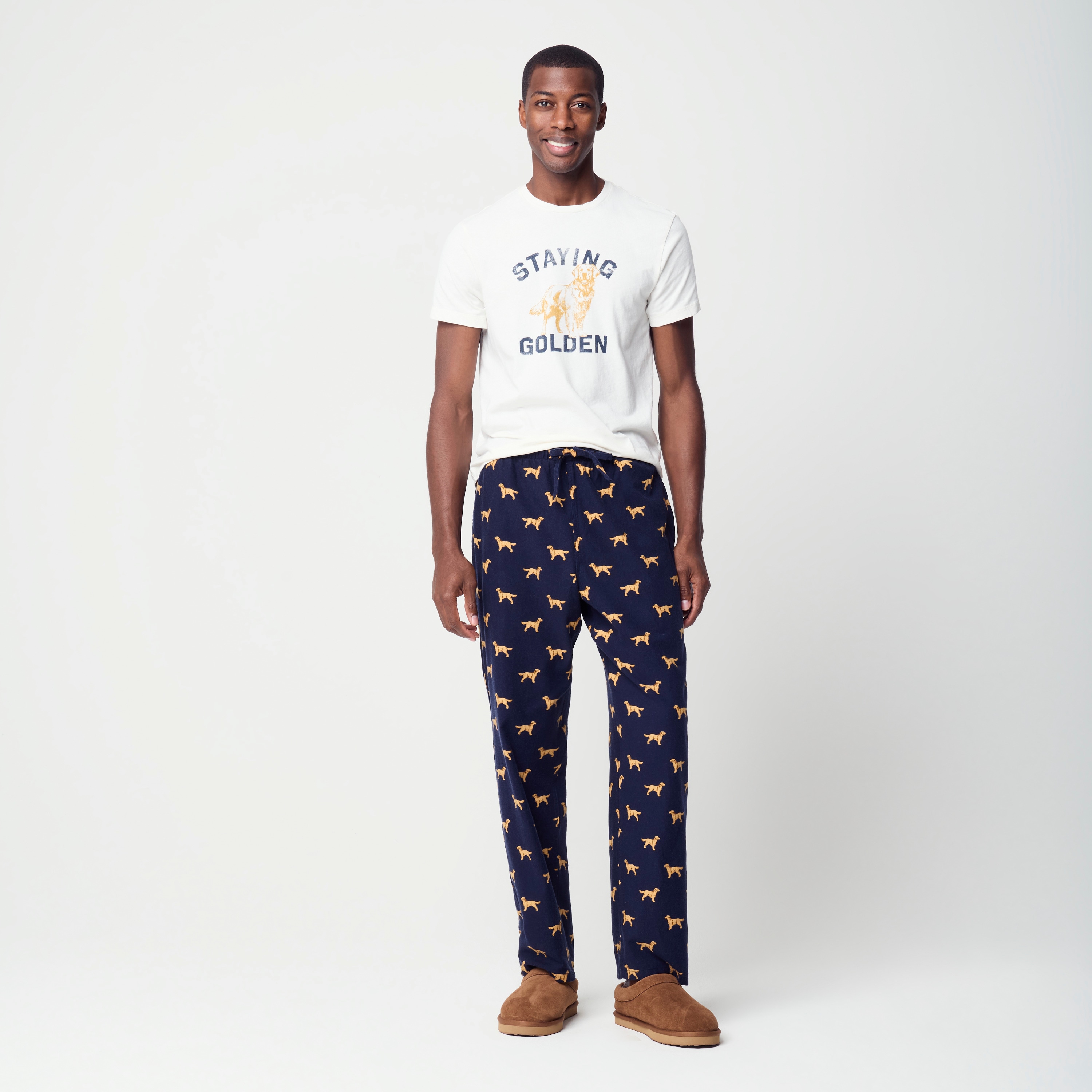 100% cotton flannel golden retriever dog pajama pant