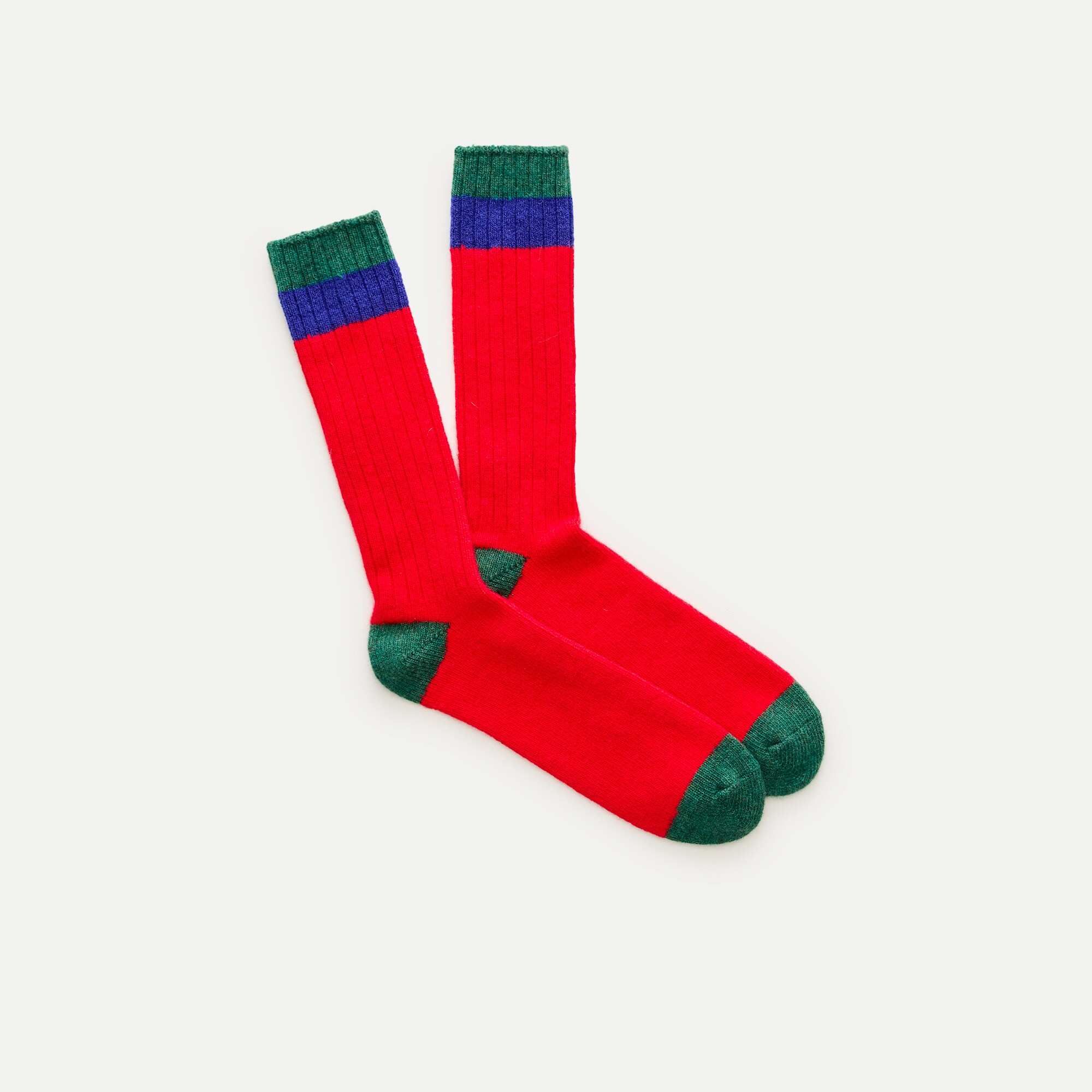 Ribbed lambswool-blend colorblock socks