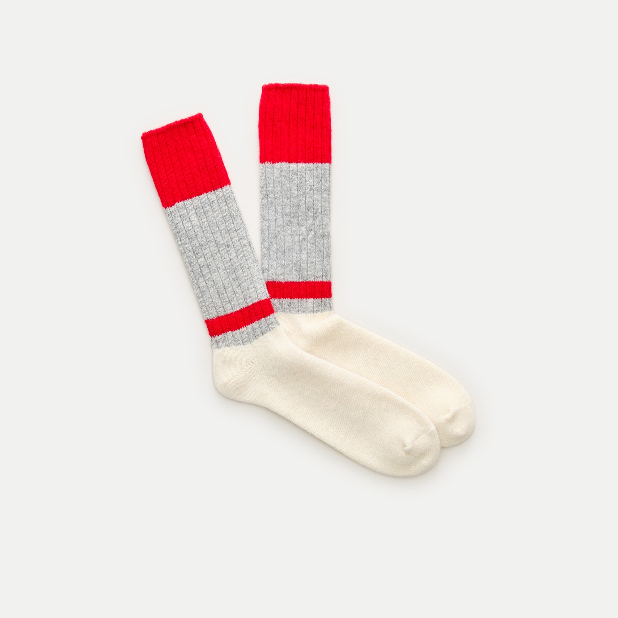 Ribbed lambswool-blend colorblock socks