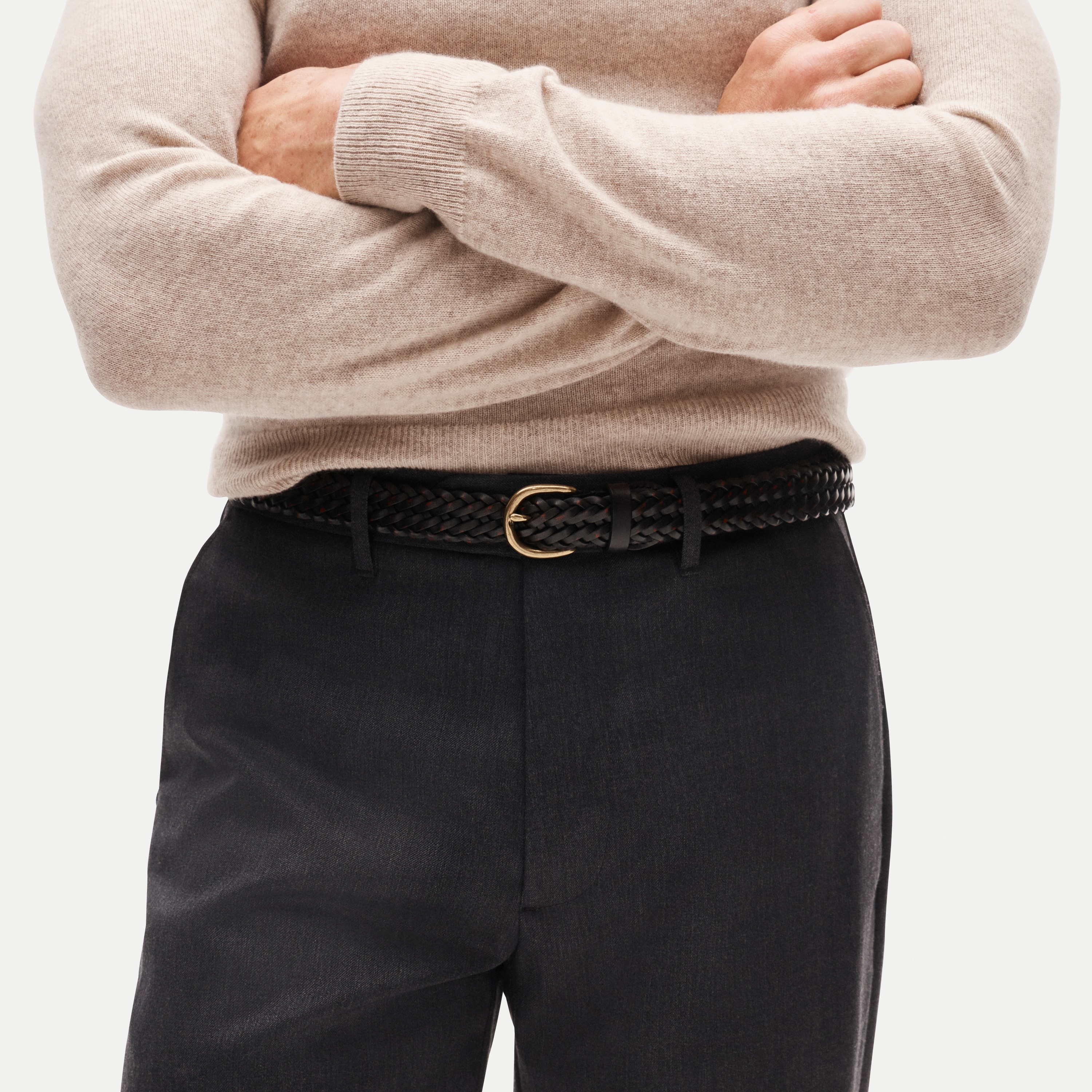 Braided leather belt