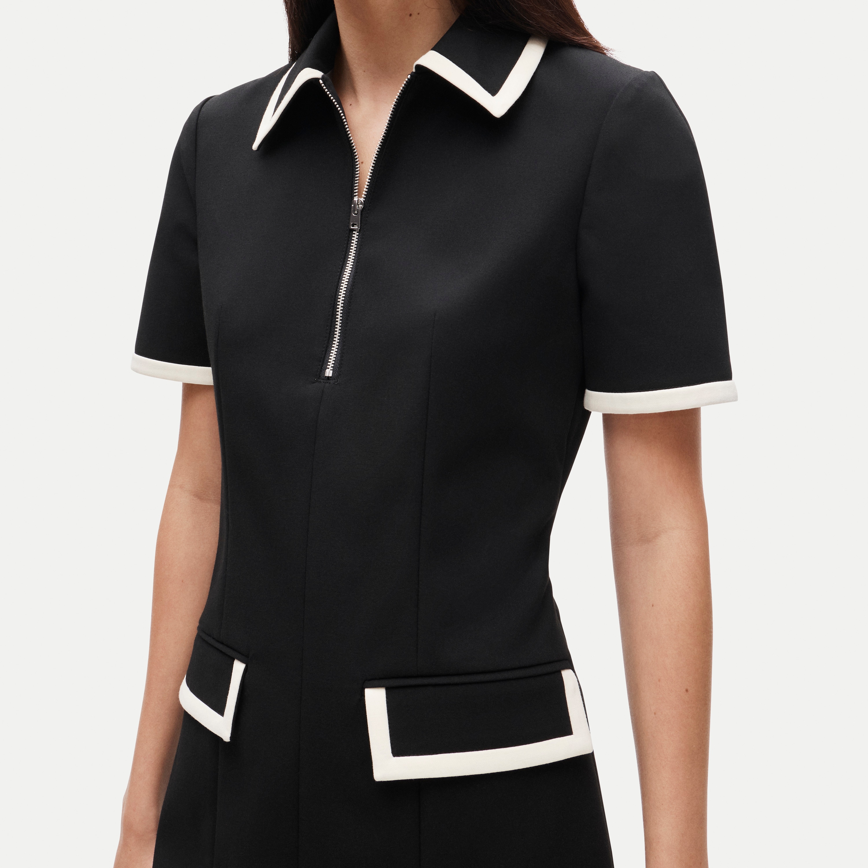 Parc dress in contrast-trim four-season stretch