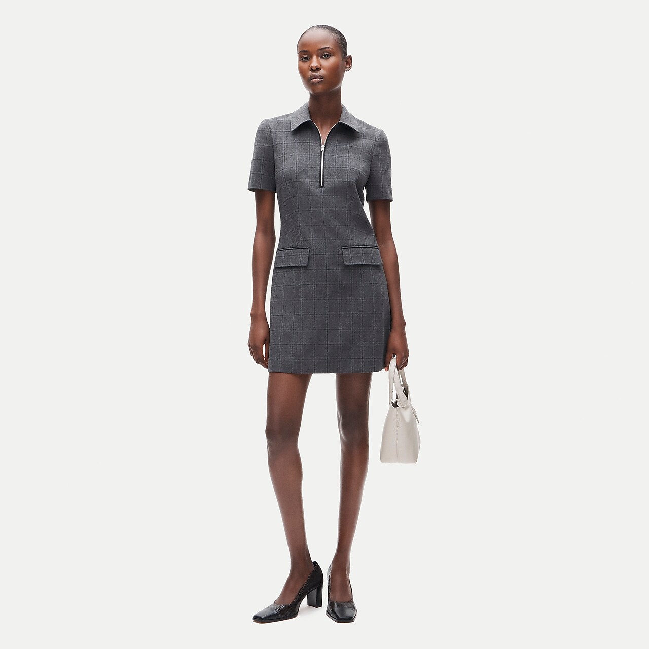 Women's Tiered Cotton Voile Collared Eyelet Mini Shirt Dress