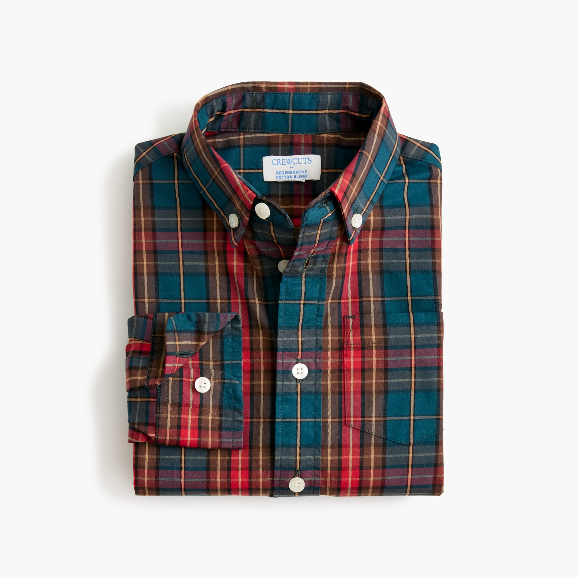 Boys' tartan flex washed shirt