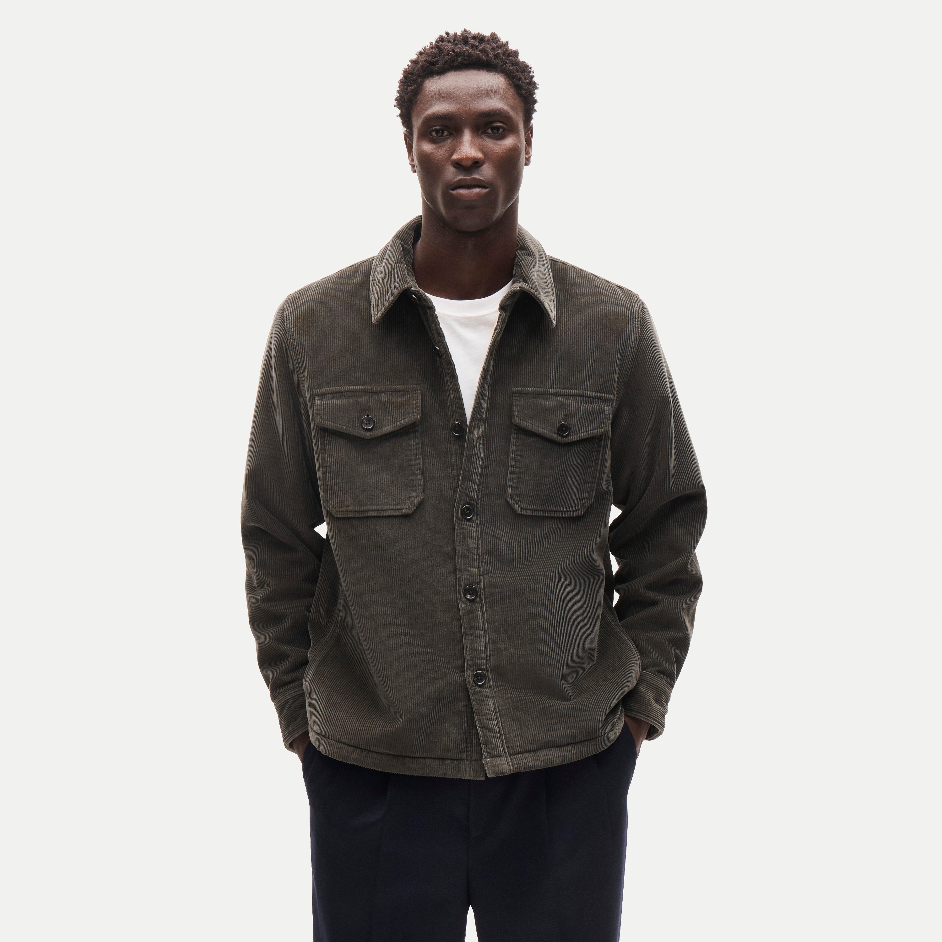 Sherpa-lined corduroy shirt-jacket