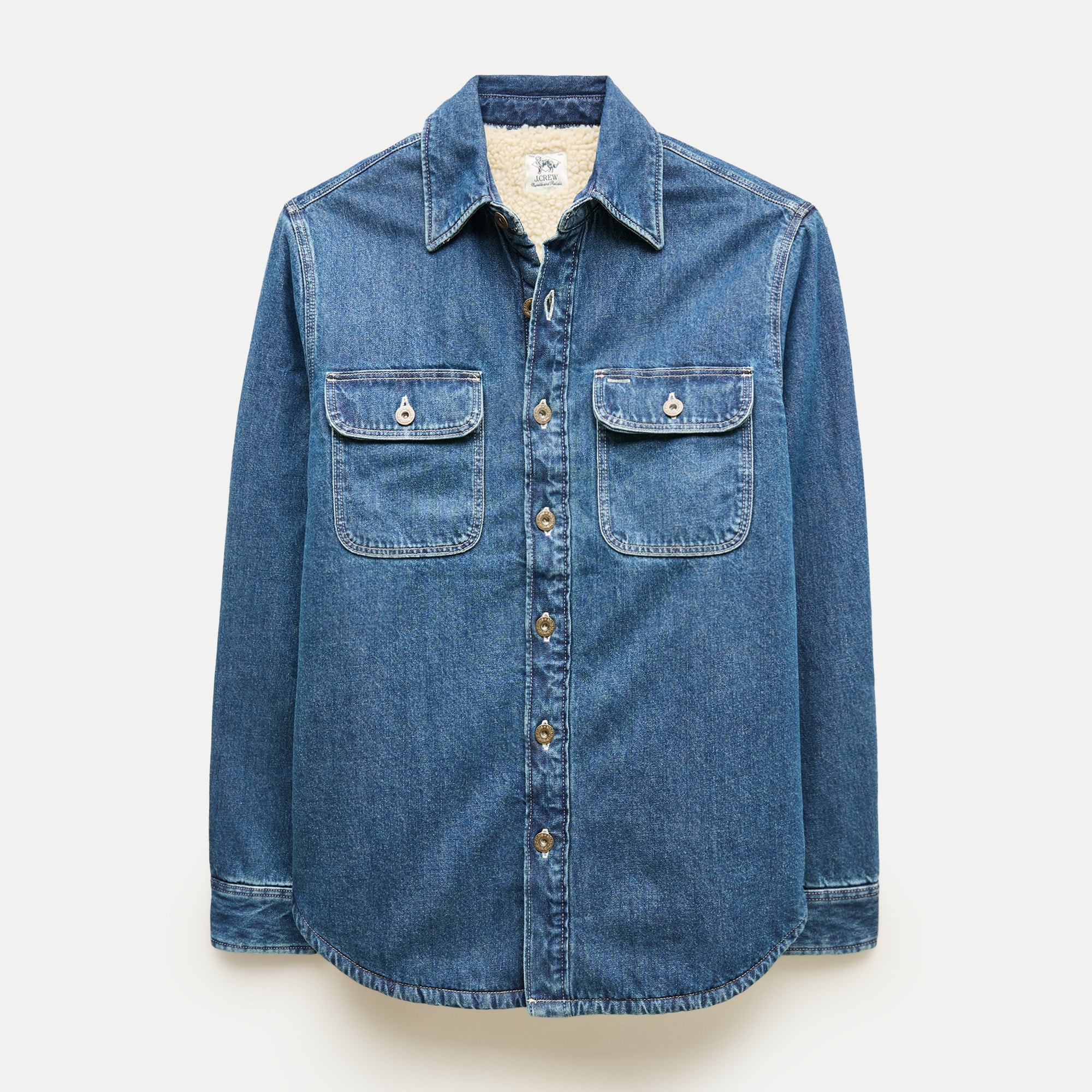 Sherpa-lined denim shirt-jacket