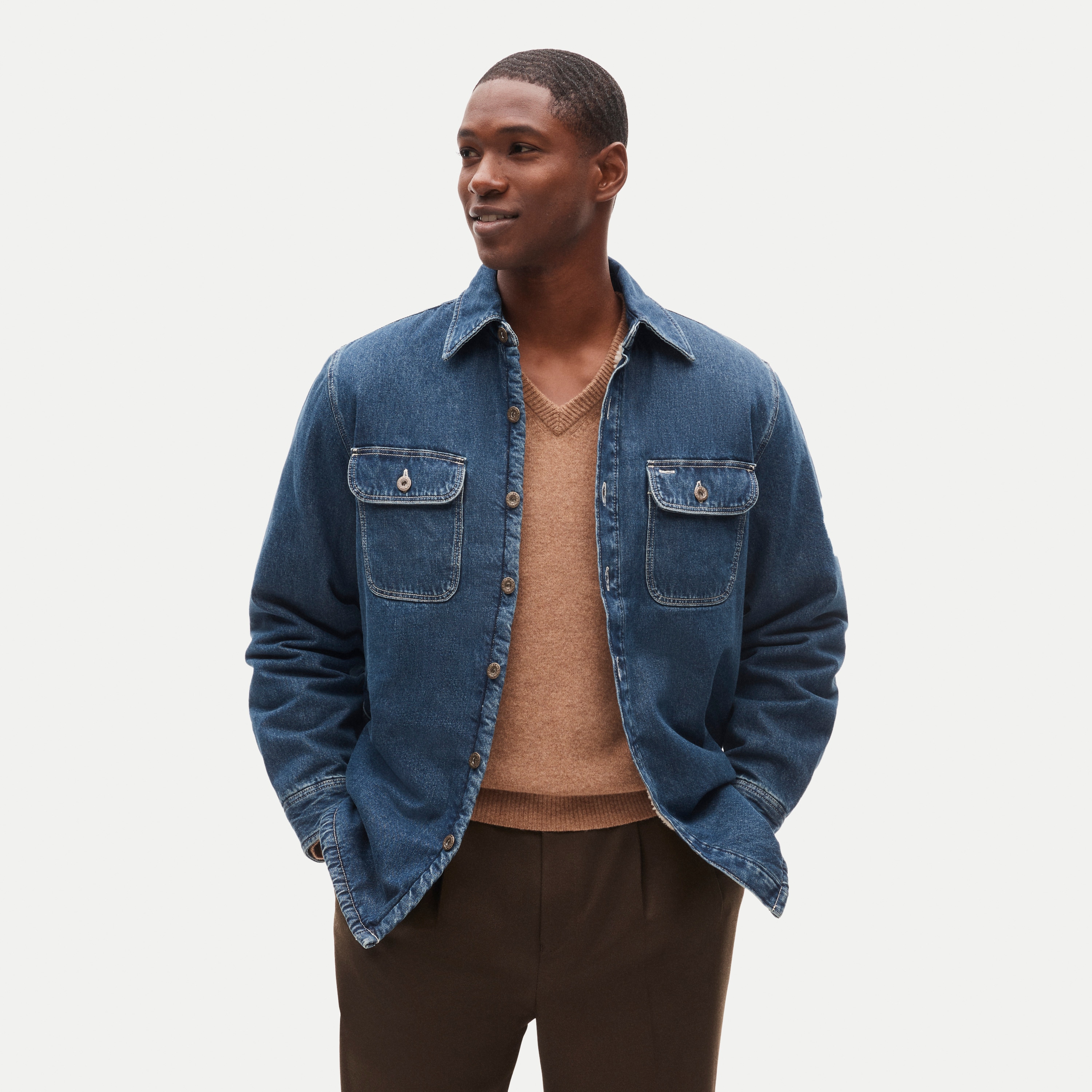 Sherpa-lined denim shirt-jacket