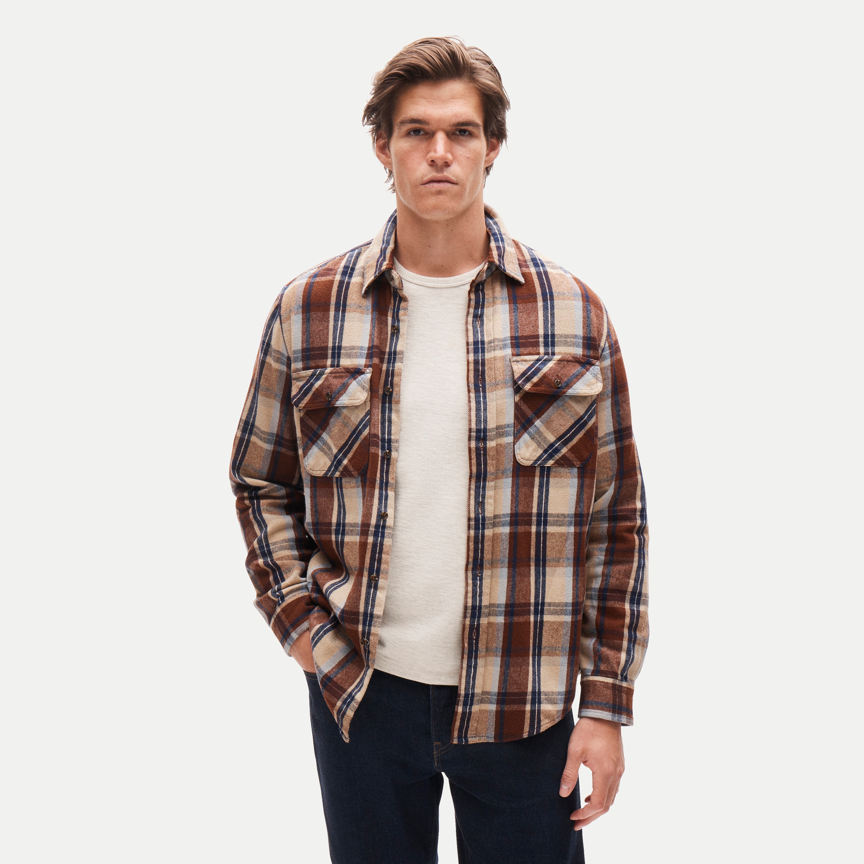 Brushed cotton flannel workshirt