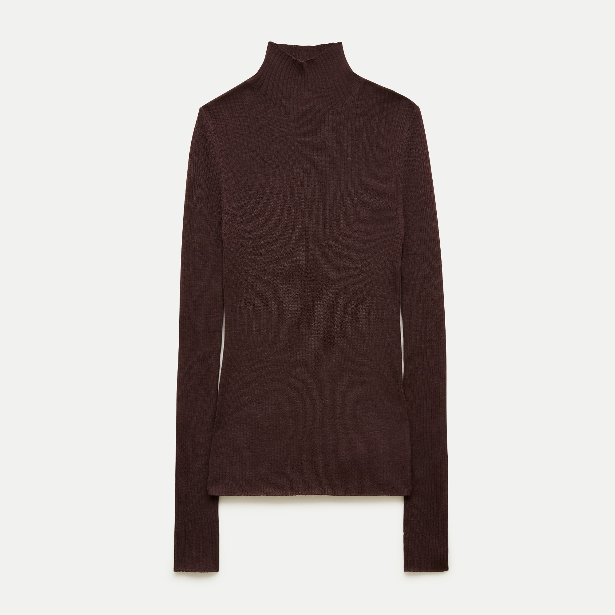 Ribbed merino wool turtleneck sweater