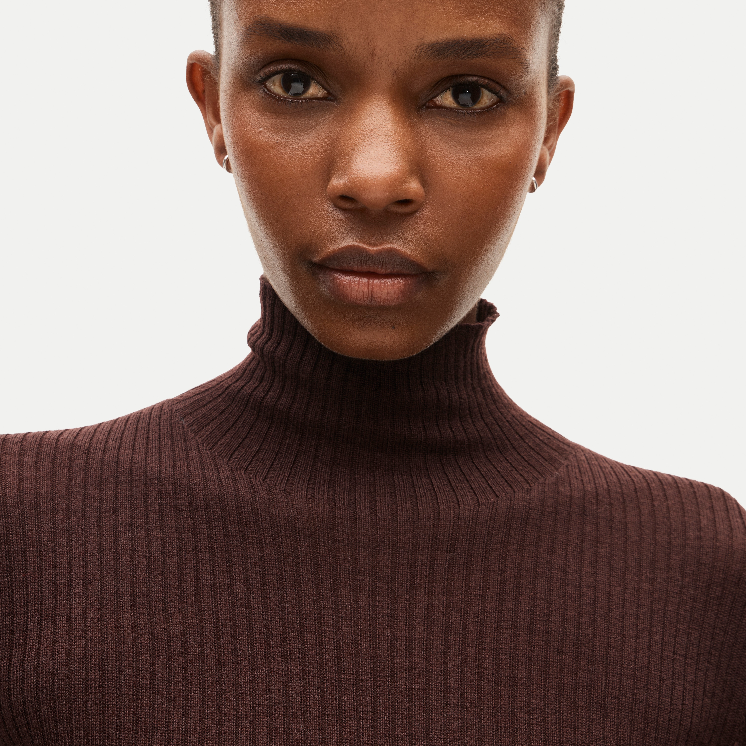 Ribbed merino wool turtleneck sweater
