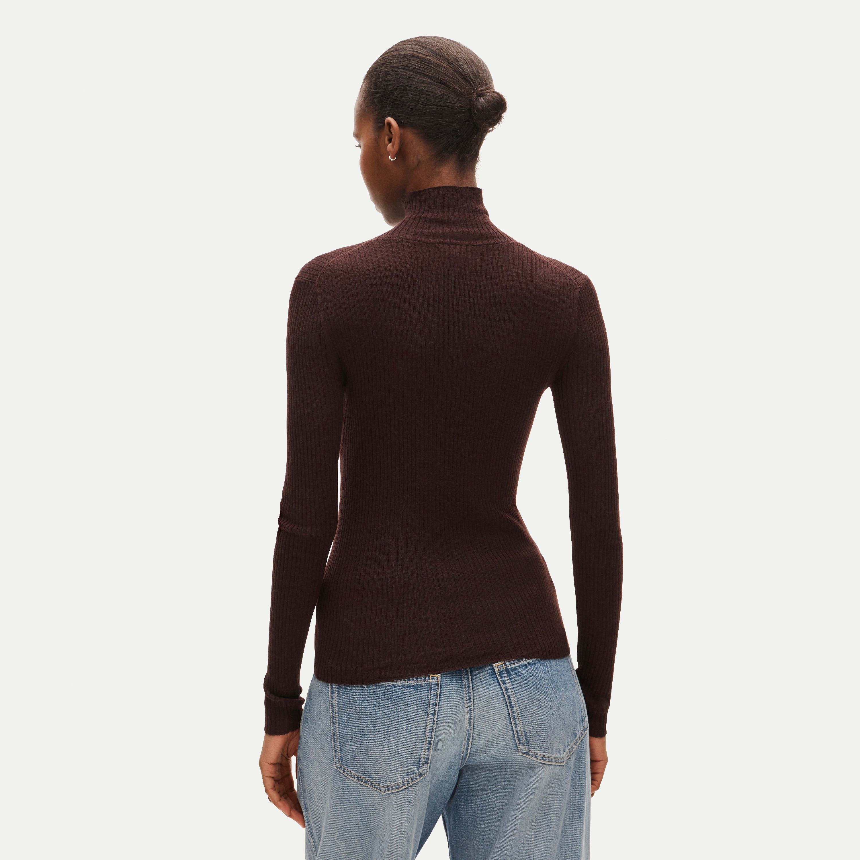 Ribbed merino wool turtleneck sweater