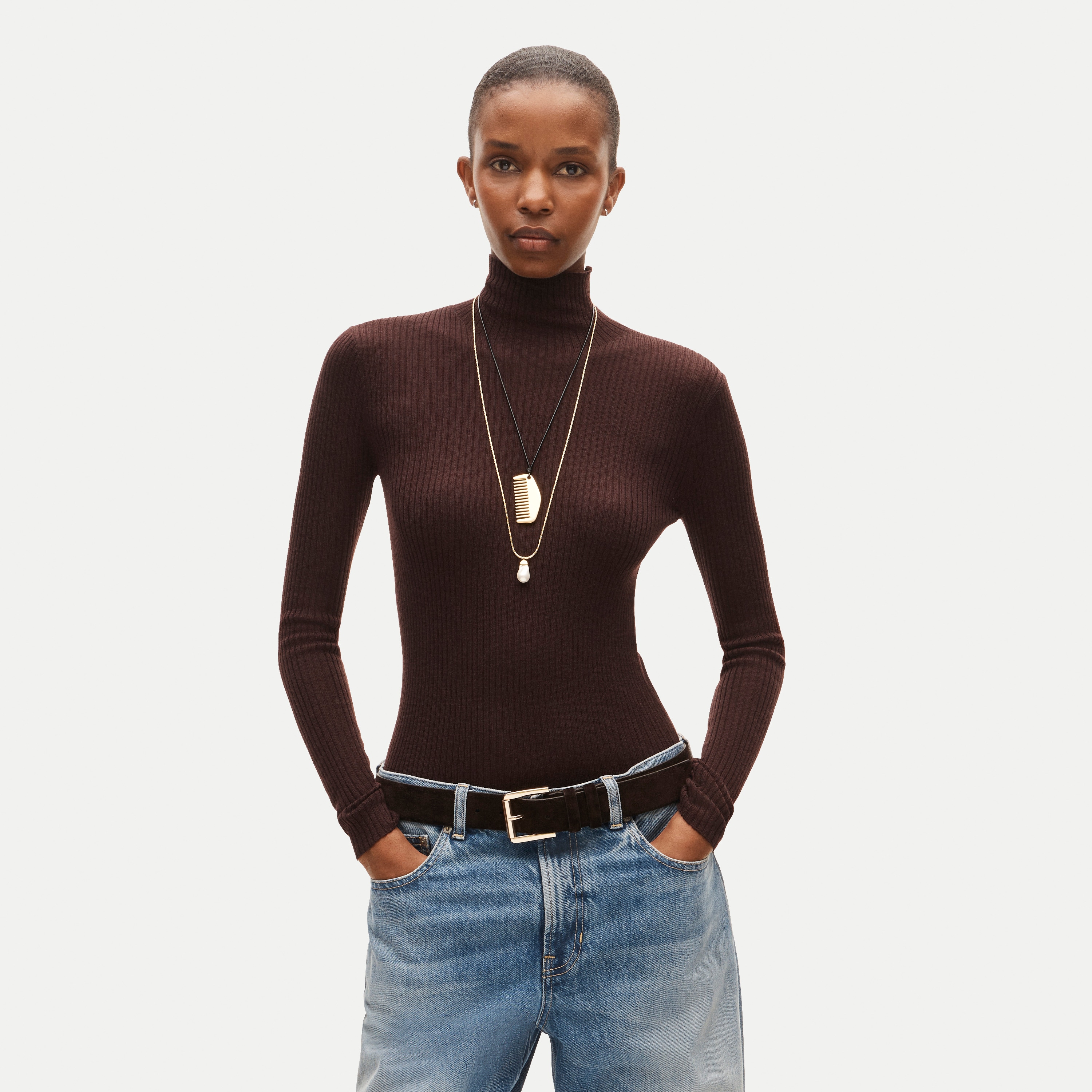 Ribbed merino turtleneck sweater