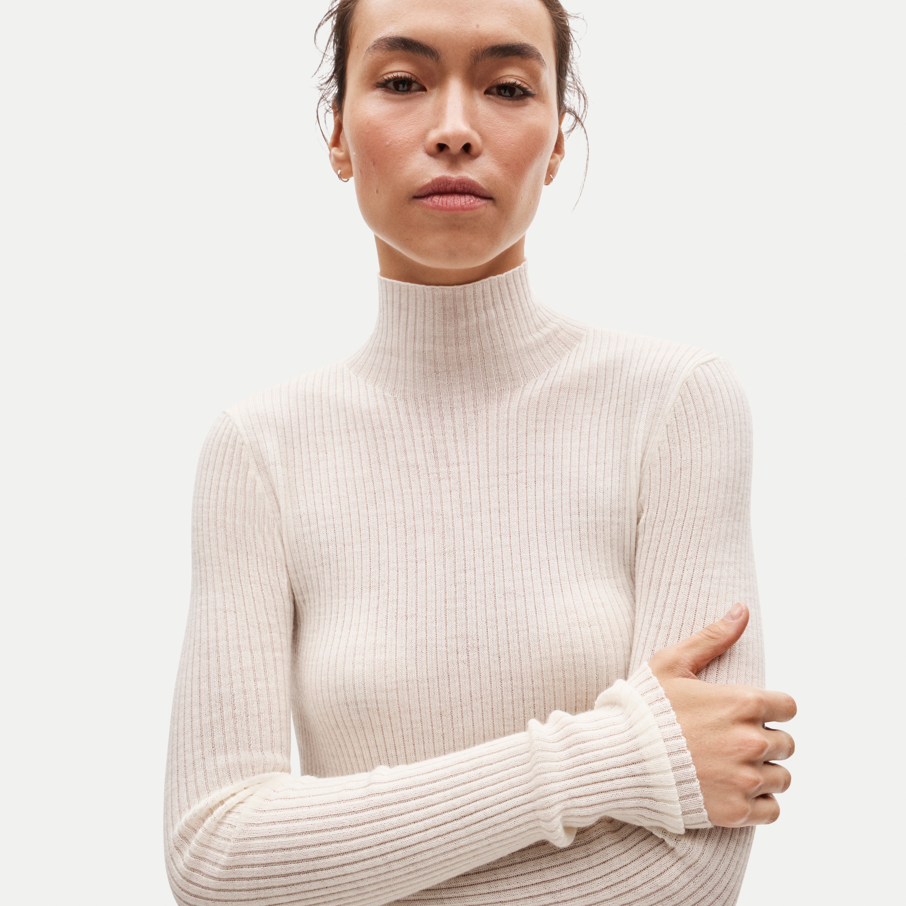 Ribbed merino wool turtleneck sweater