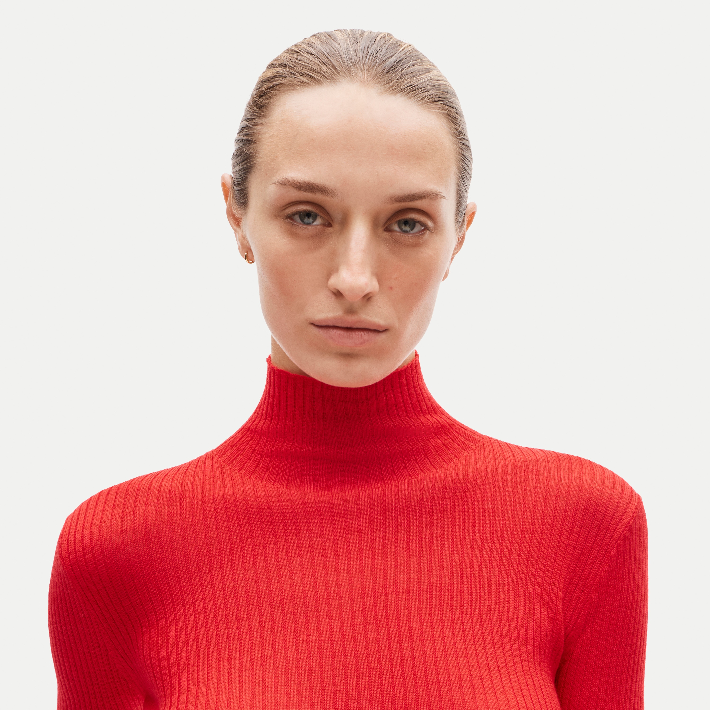 Ribbed merino wool turtleneck sweater