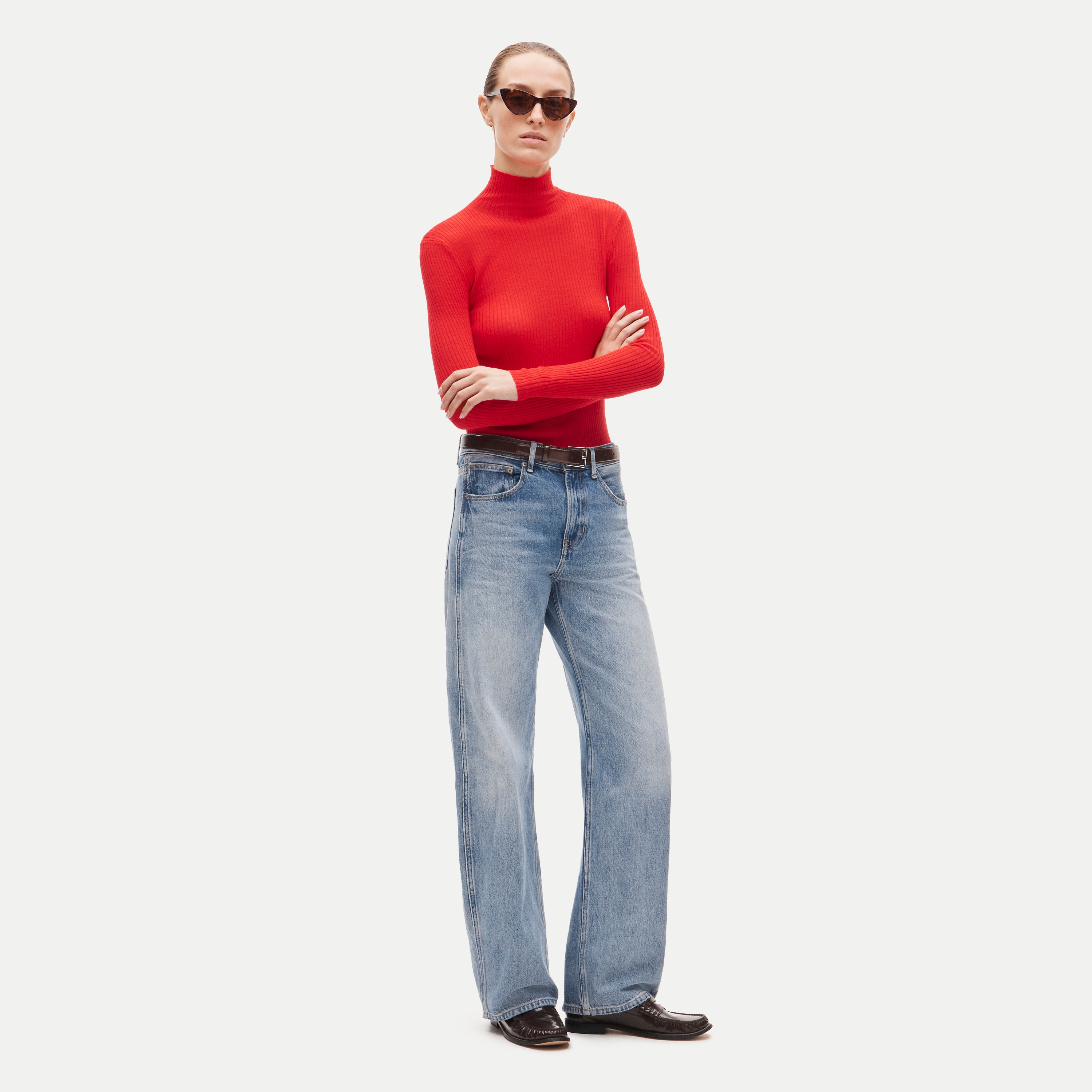 Ribbed merino wool turtleneck sweater