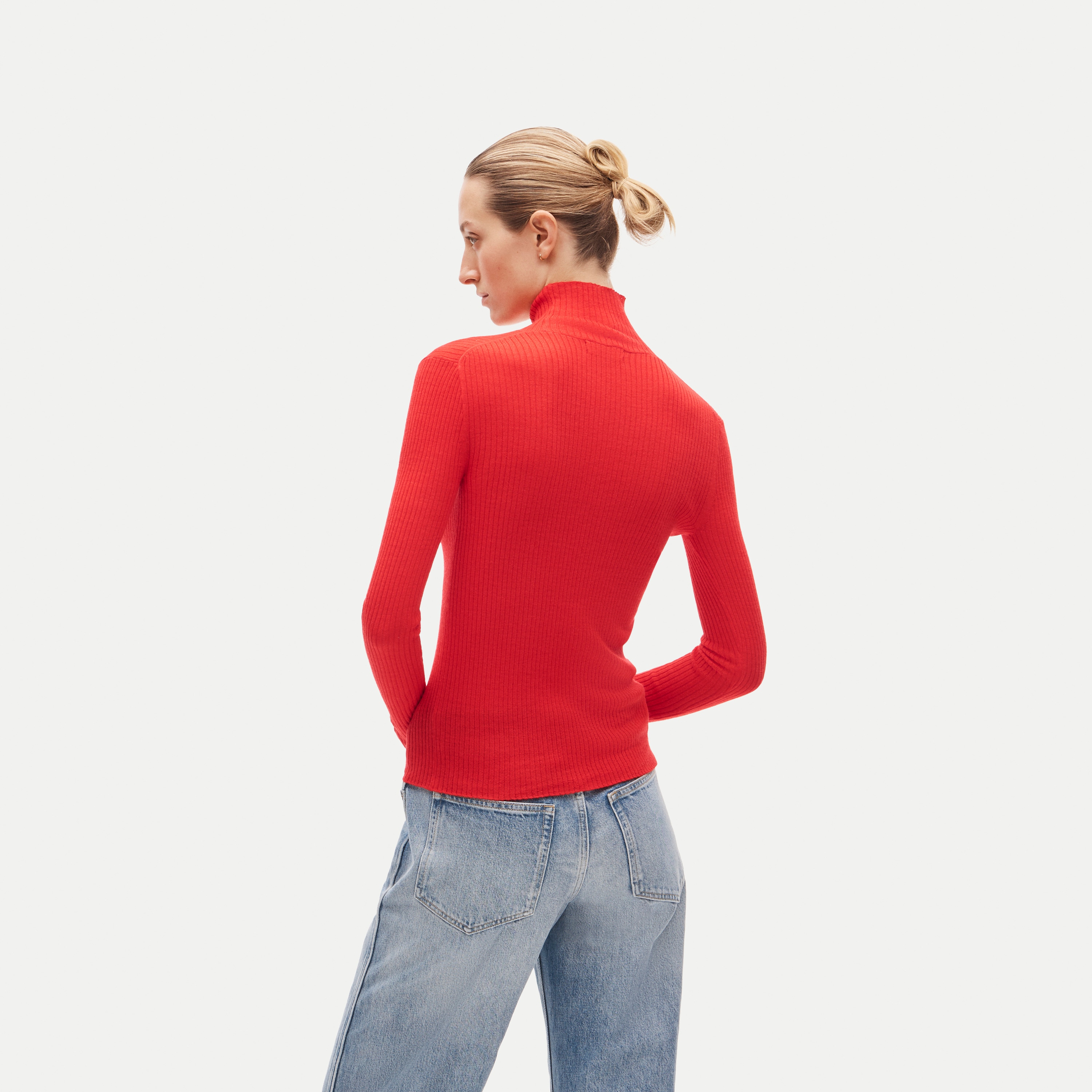 Ribbed merino wool turtleneck sweater