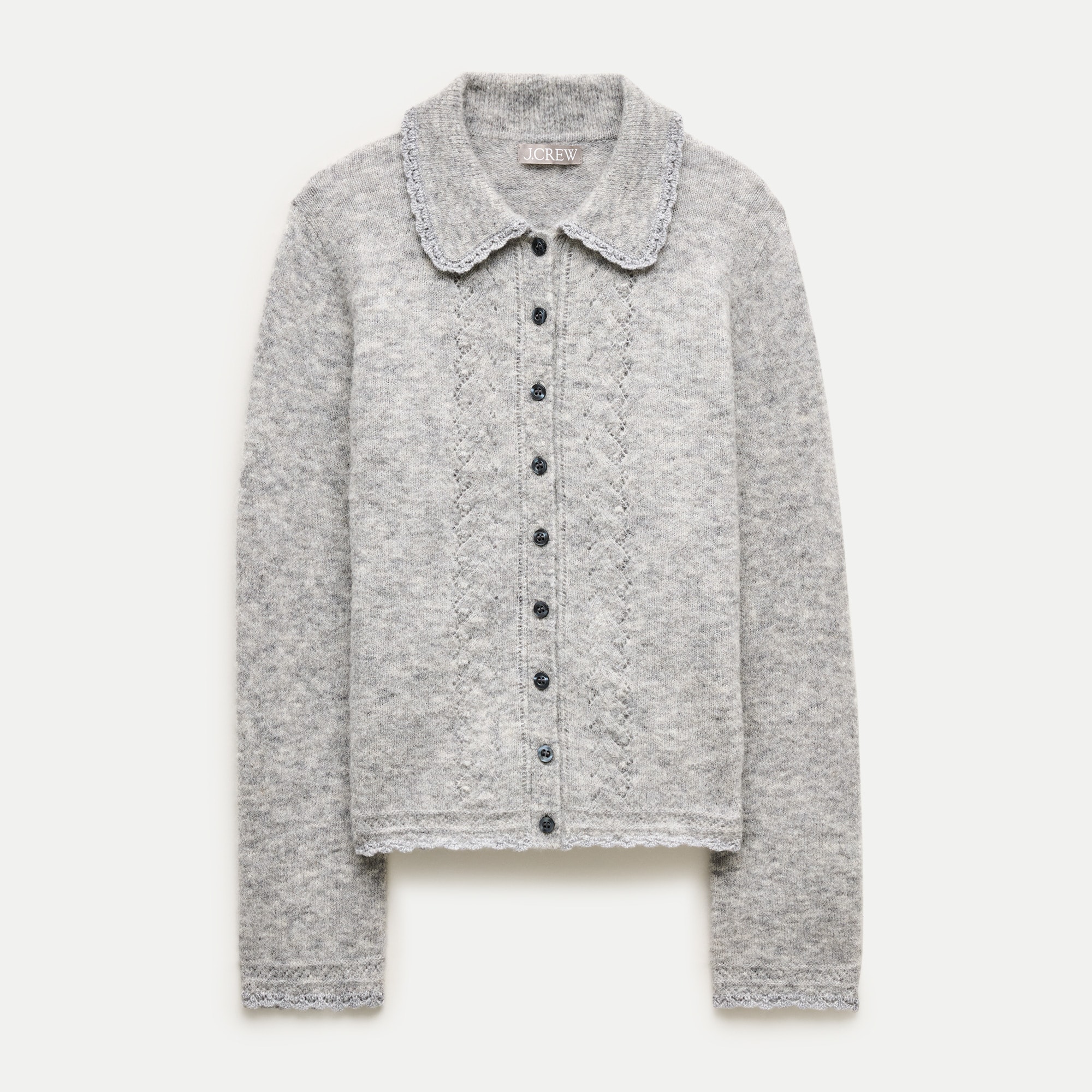 Pointelle cardigan in alpaca blend