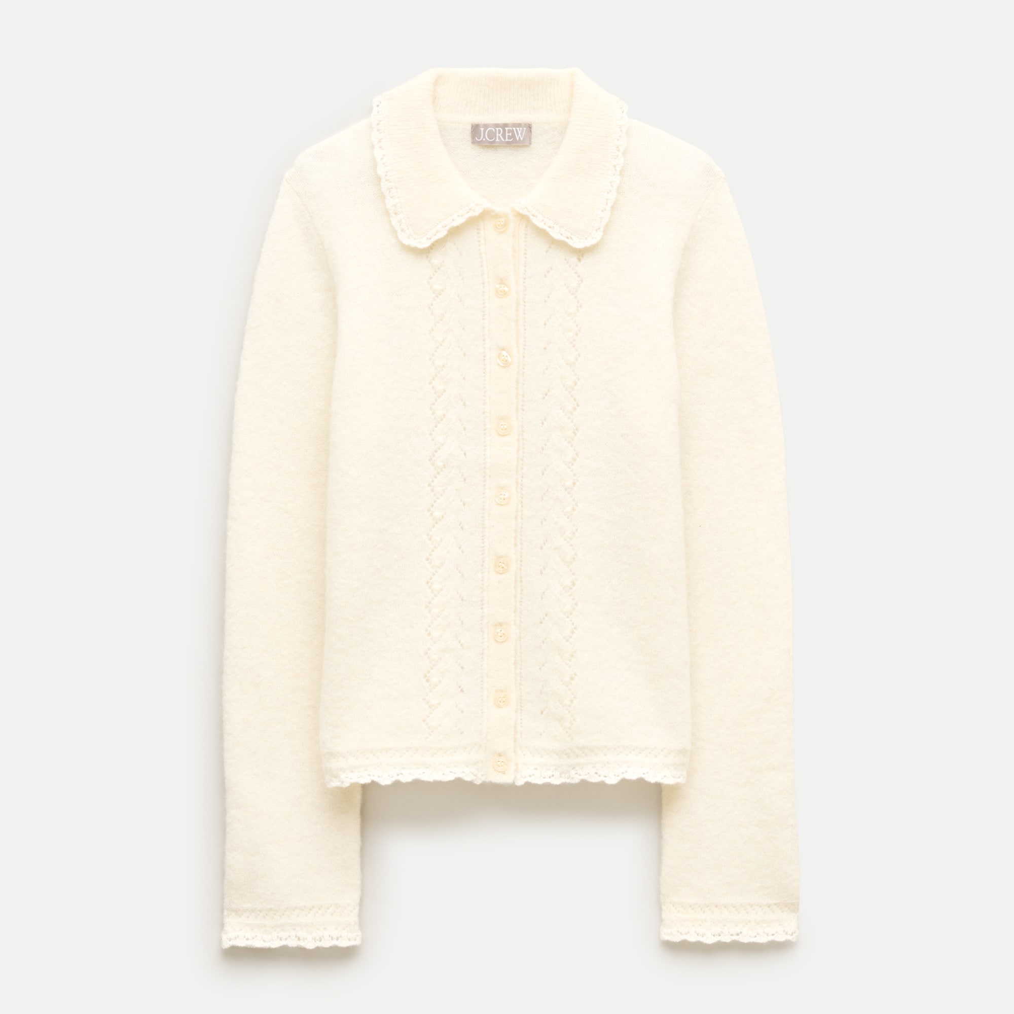 Pointelle cardigan in alpaca blend