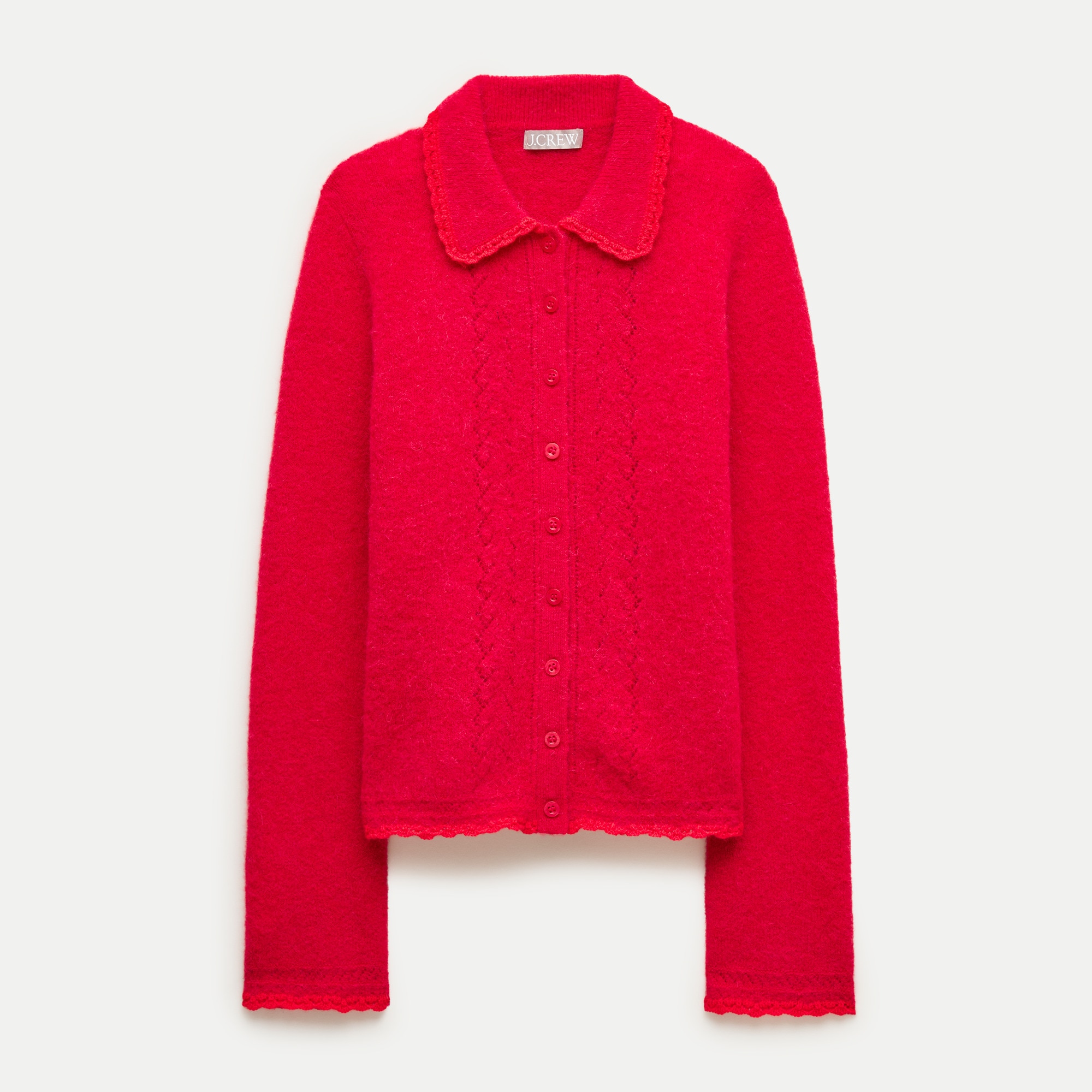 Pointelle cardigan in alpaca blend