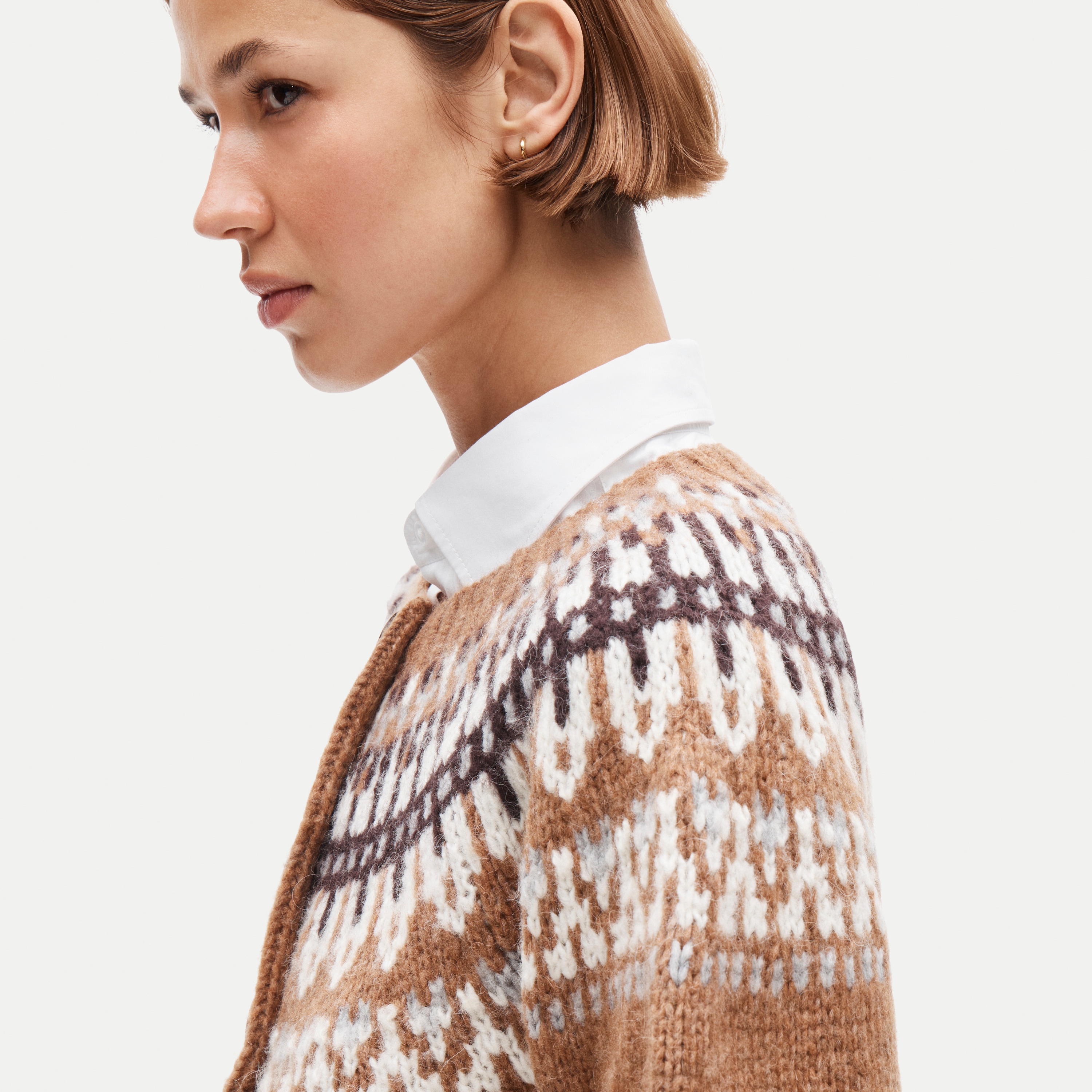 Fair Isle crewneck cardigan
