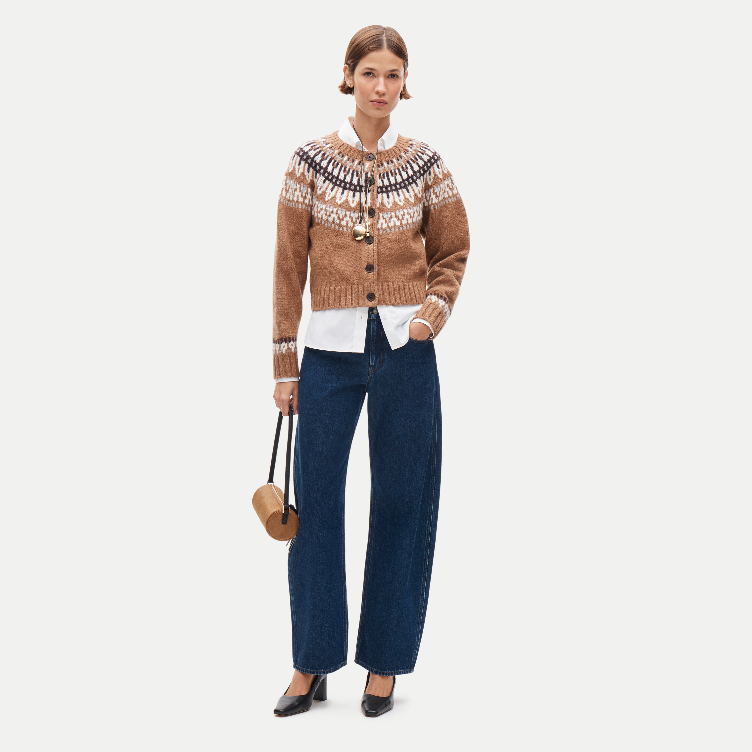 Fair Isle crewneck cardigan