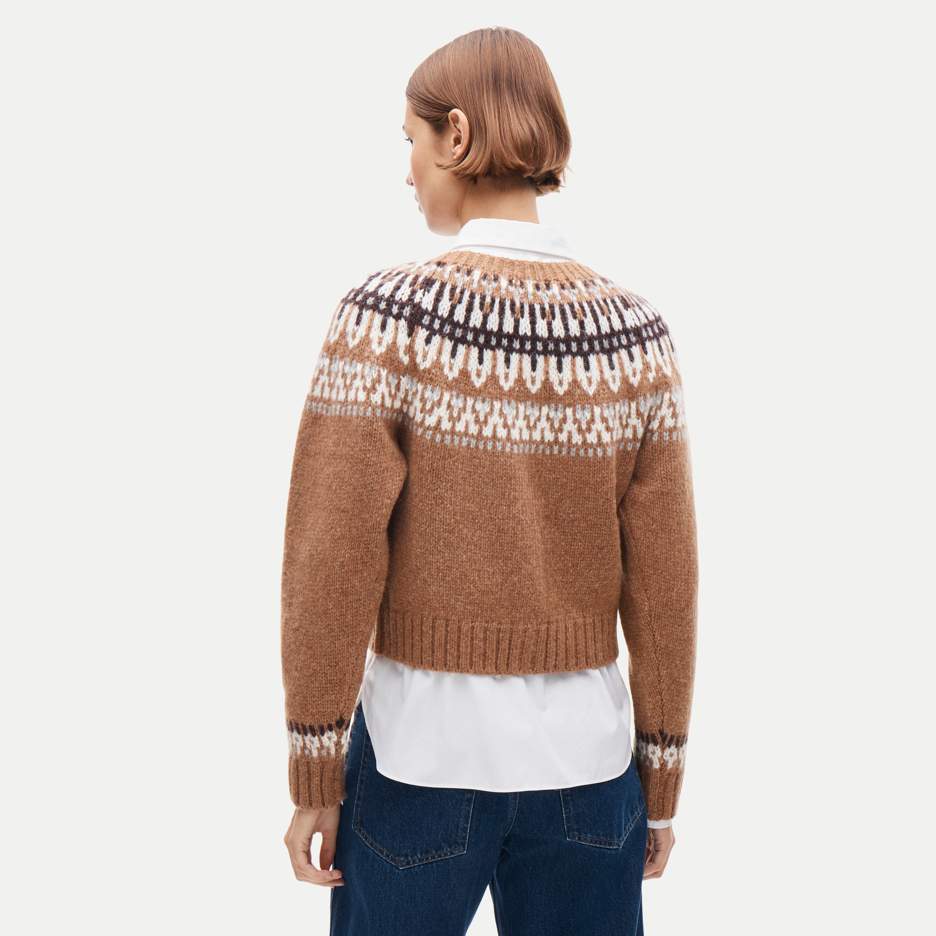Fair Isle crewneck cardigan
