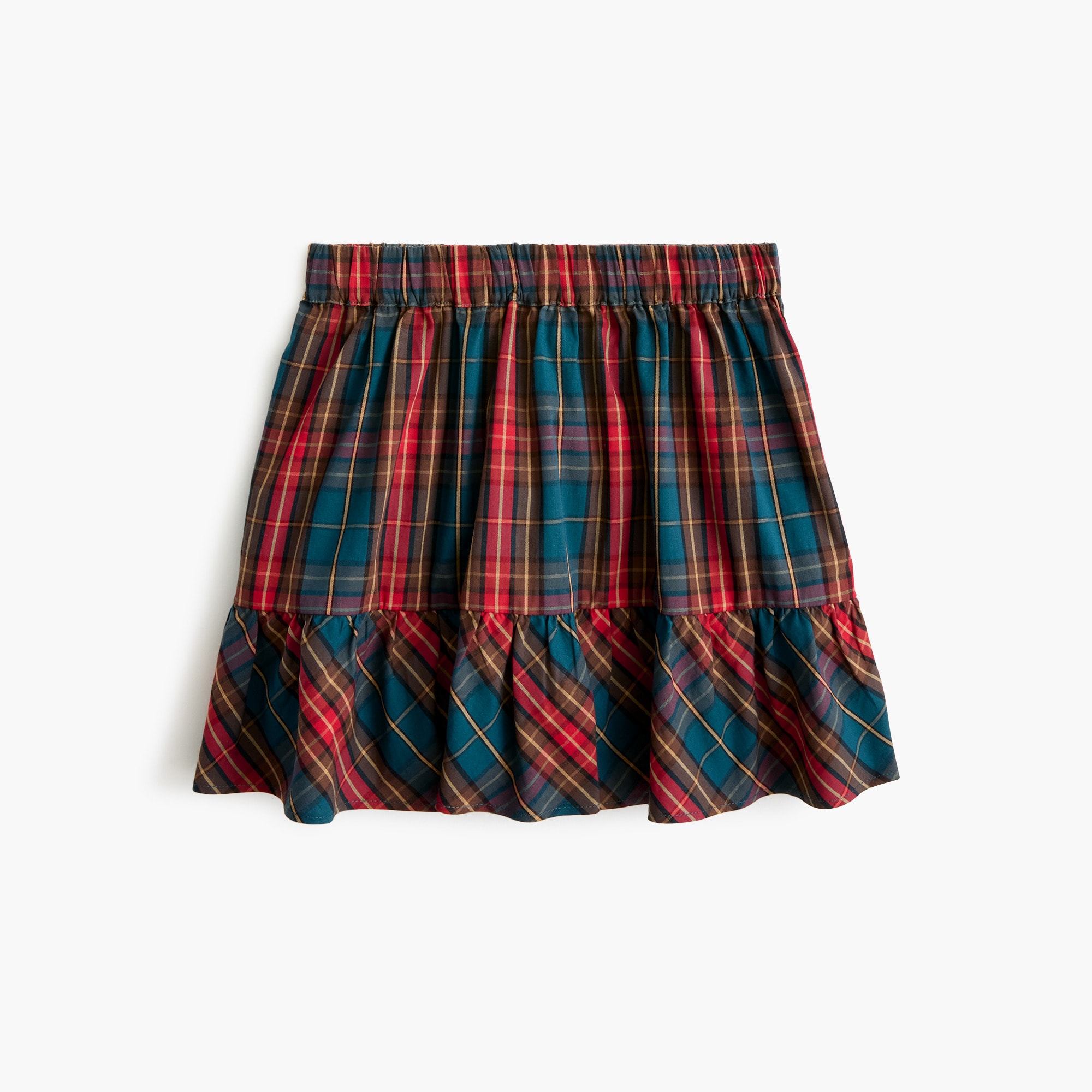 Girls' tartan ruffle skirt