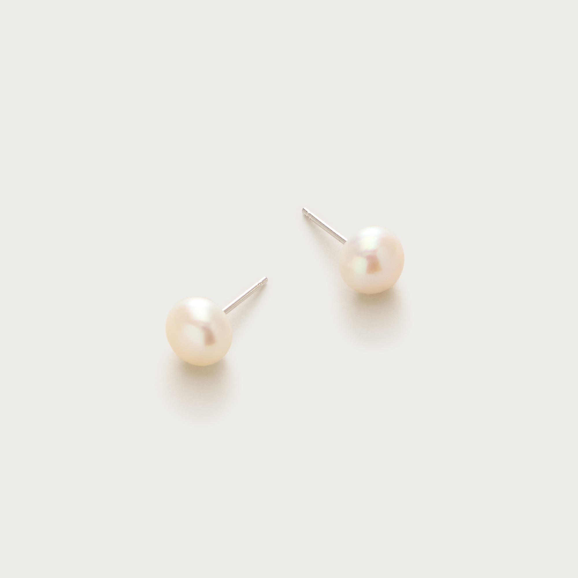 Silver-plated freshwater pearl stud earrings