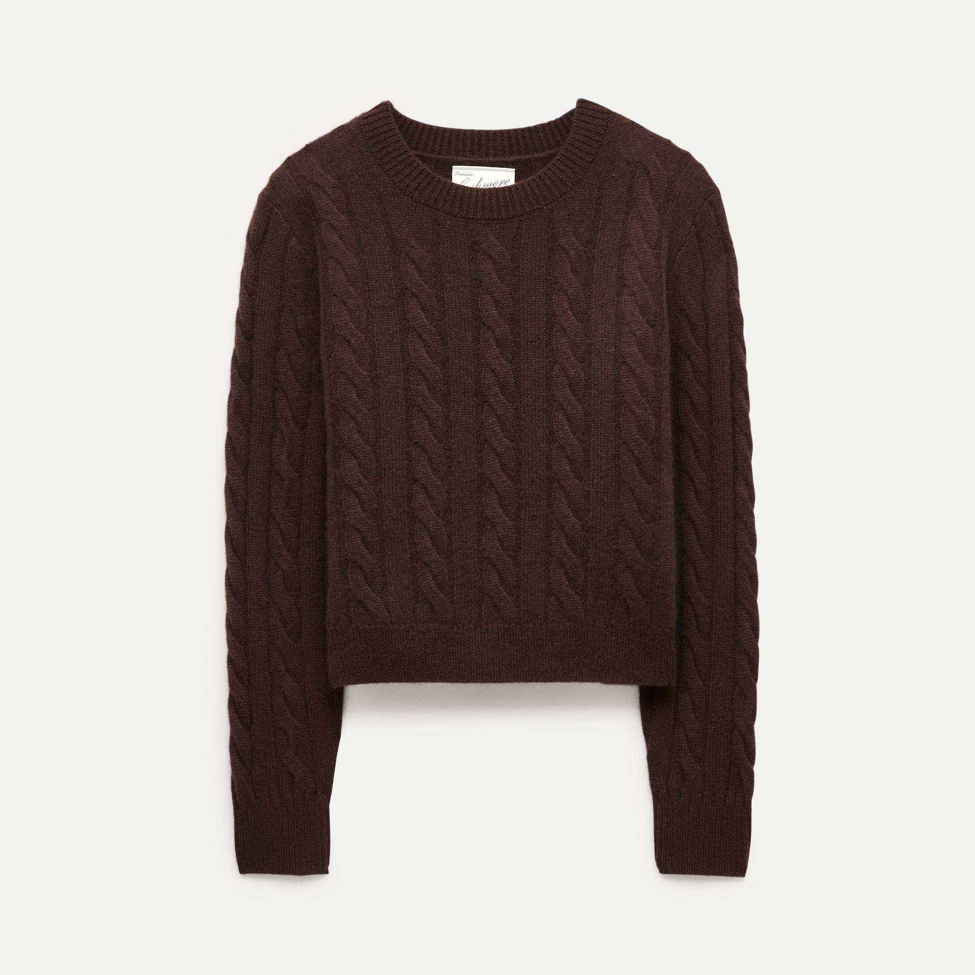 Cashmere Shrunken Crewneck In Cable Knit For Women | J.Crew