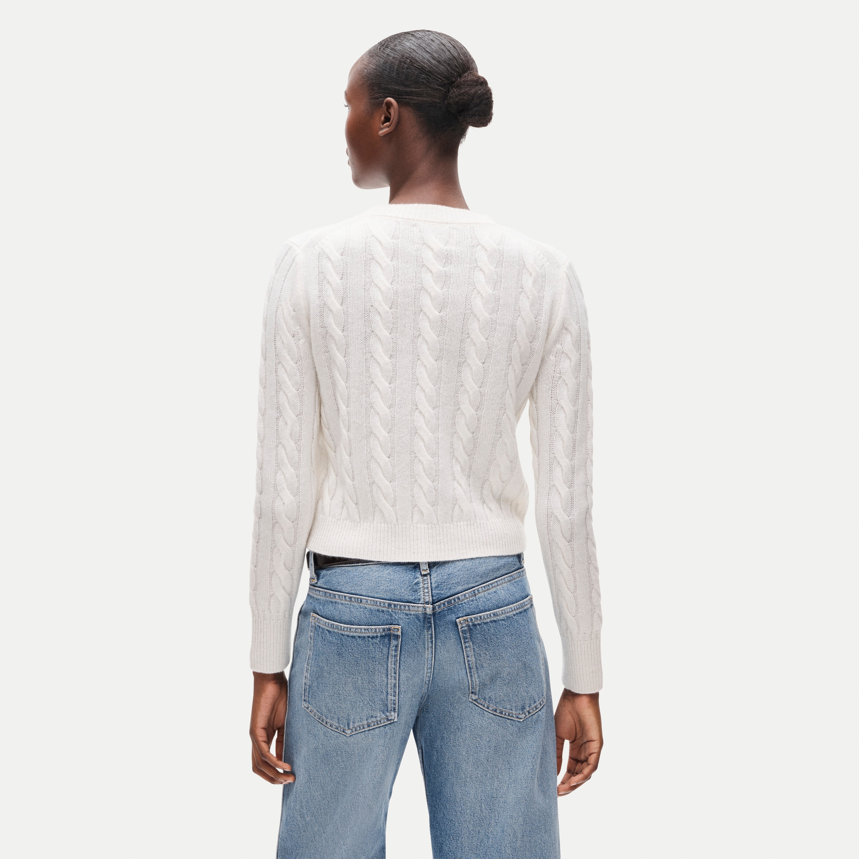 Cashmere Shrunken Crewneck In Cable Knit For Women | J.Crew