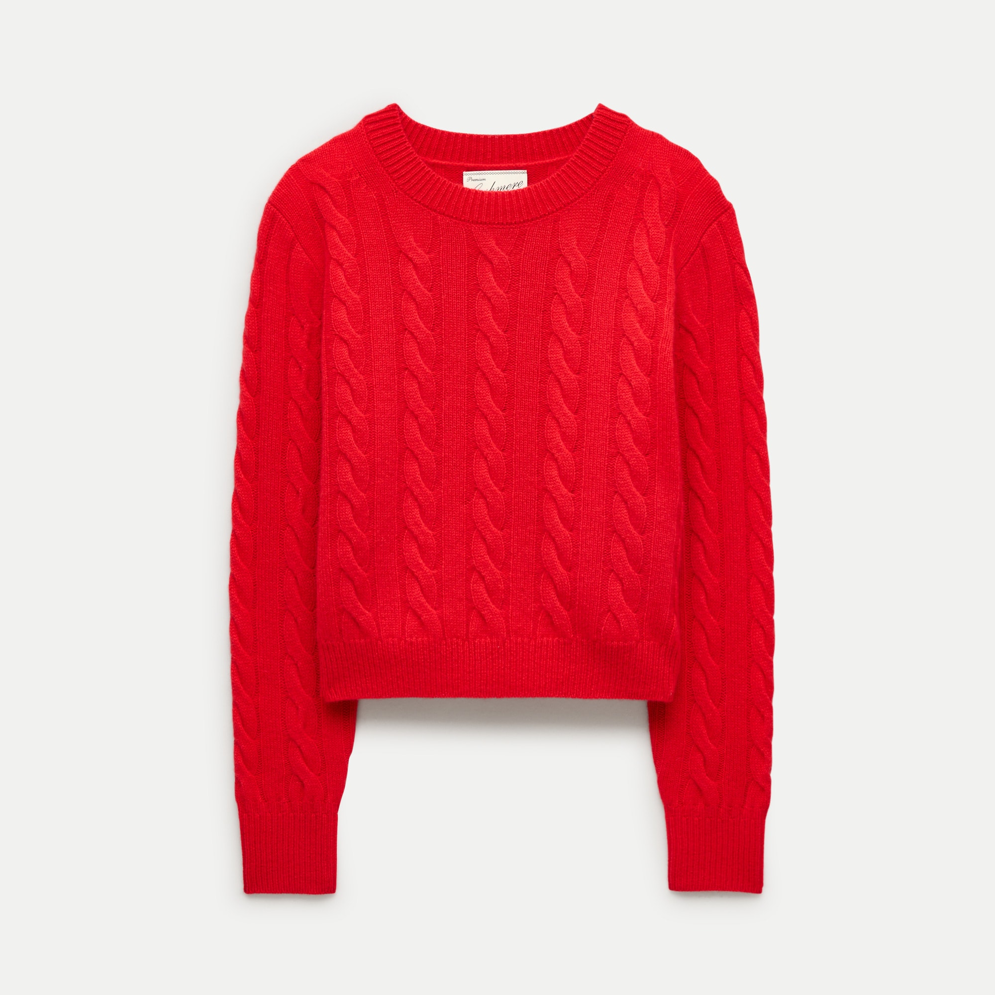 Cashmere shrunken crewneck in cable knit - thumbnail 9